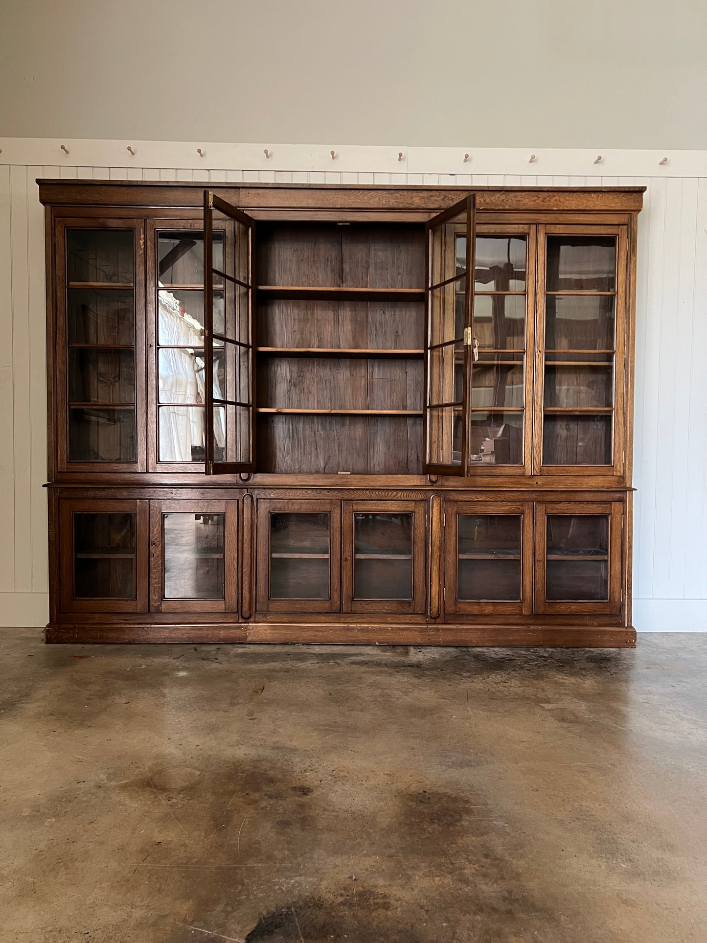 English Oak Glazed Bookcase