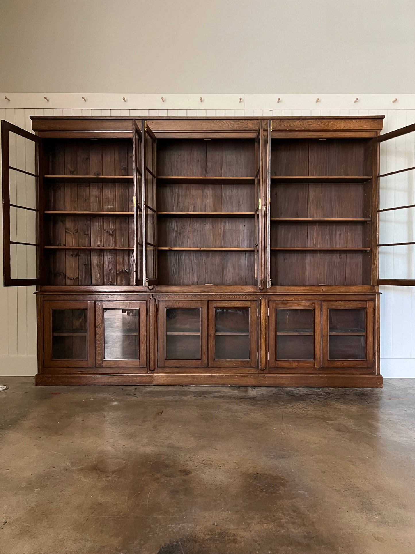 English Oak Glazed Bookcase