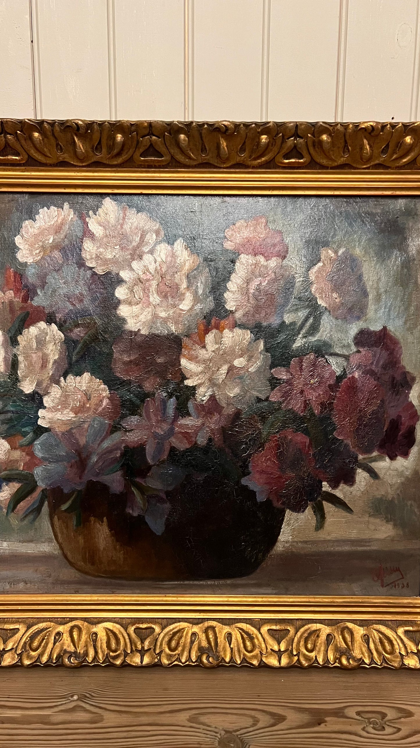 Violet Peonies Painting - Oil on Canvas