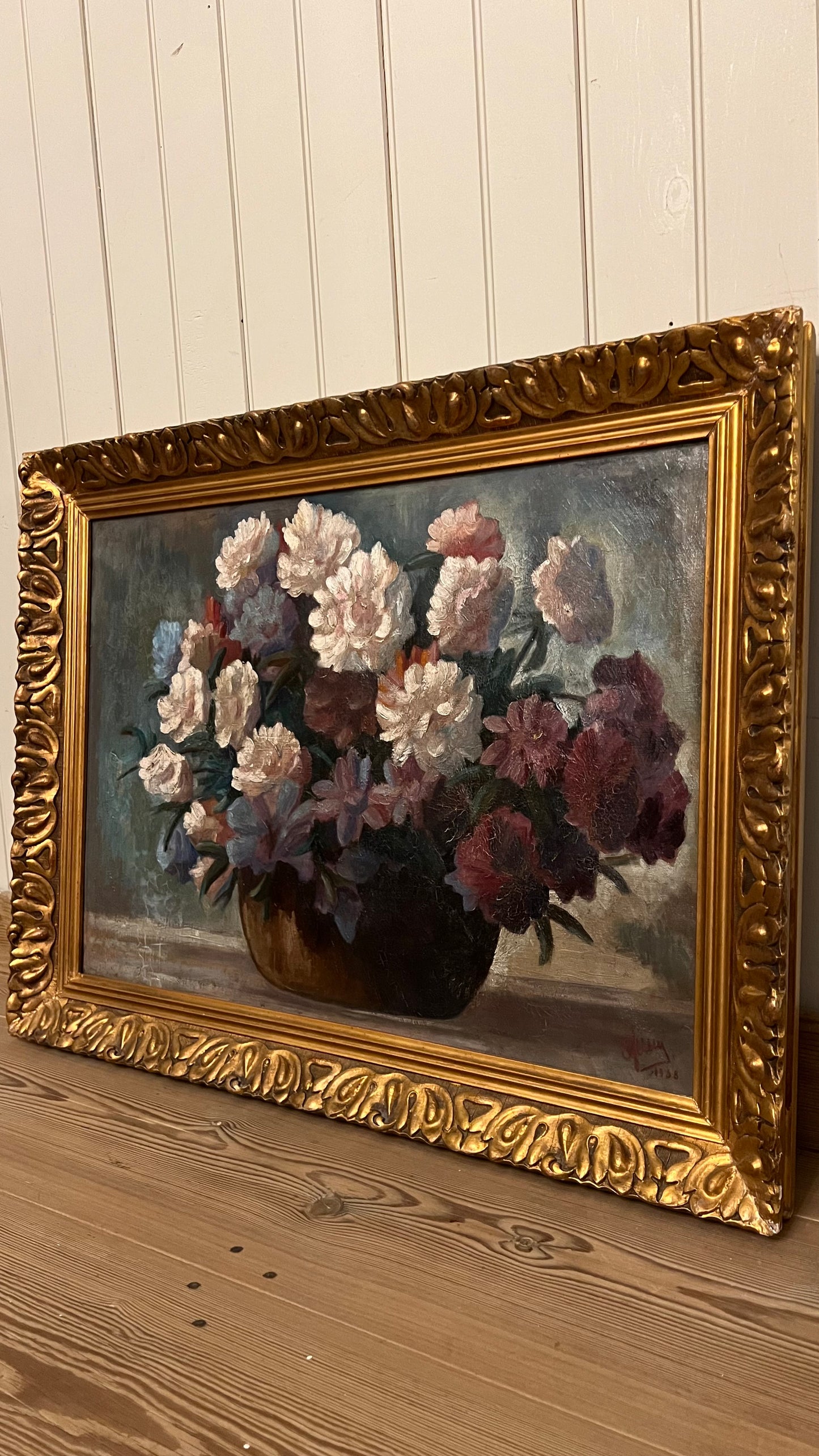 Violet Peonies Painting - Oil on Canvas