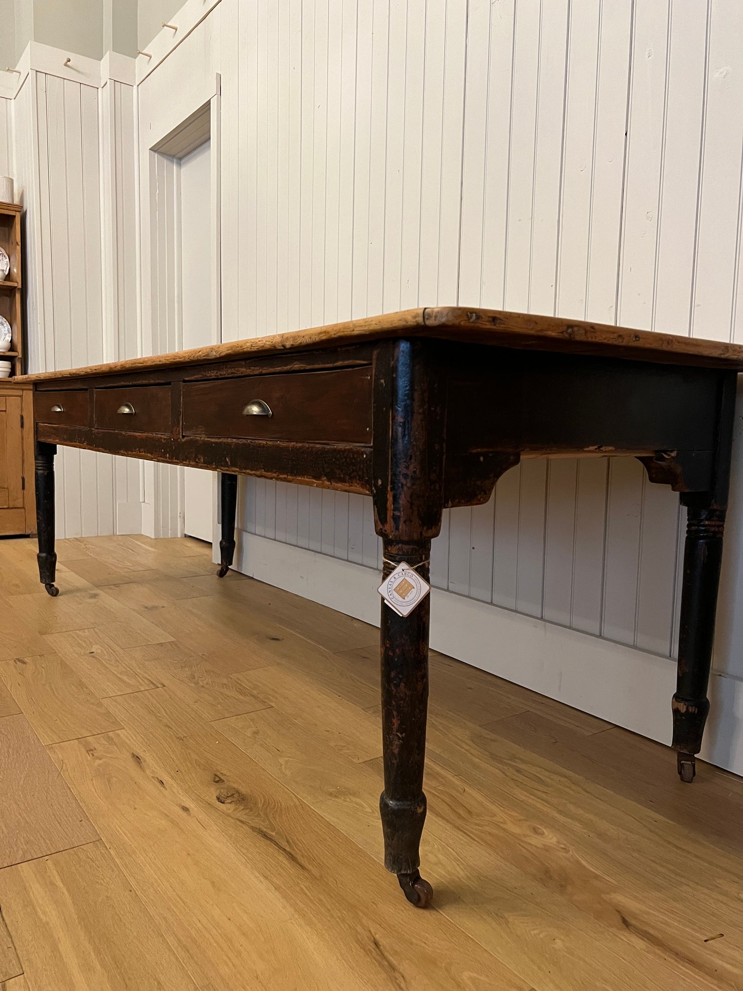 Plank Top Pine 3 Drawer Table