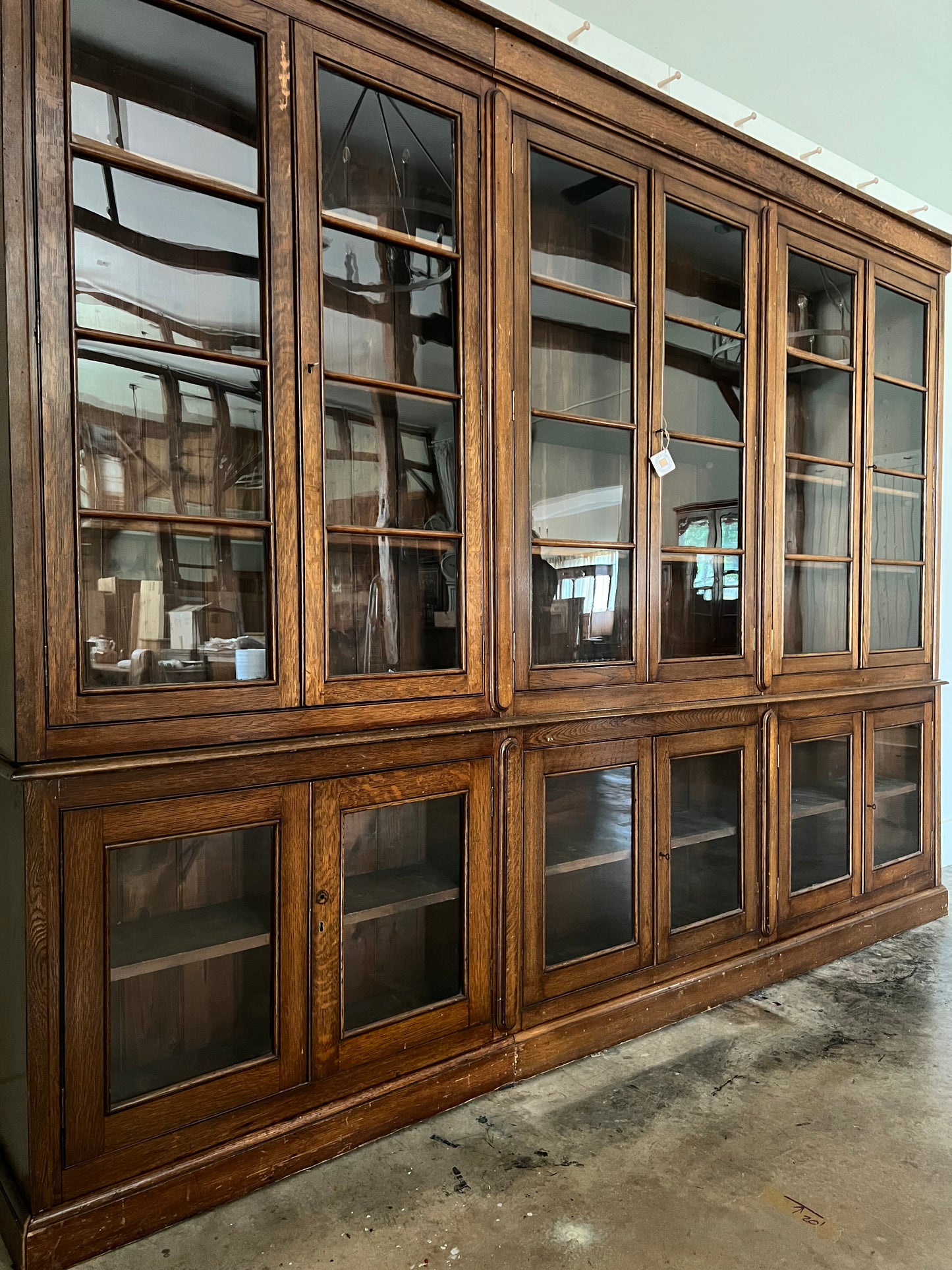 English Oak Glazed Bookcase