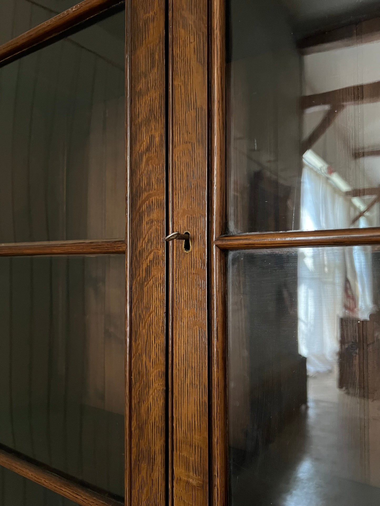 English Oak Glazed Bookcase