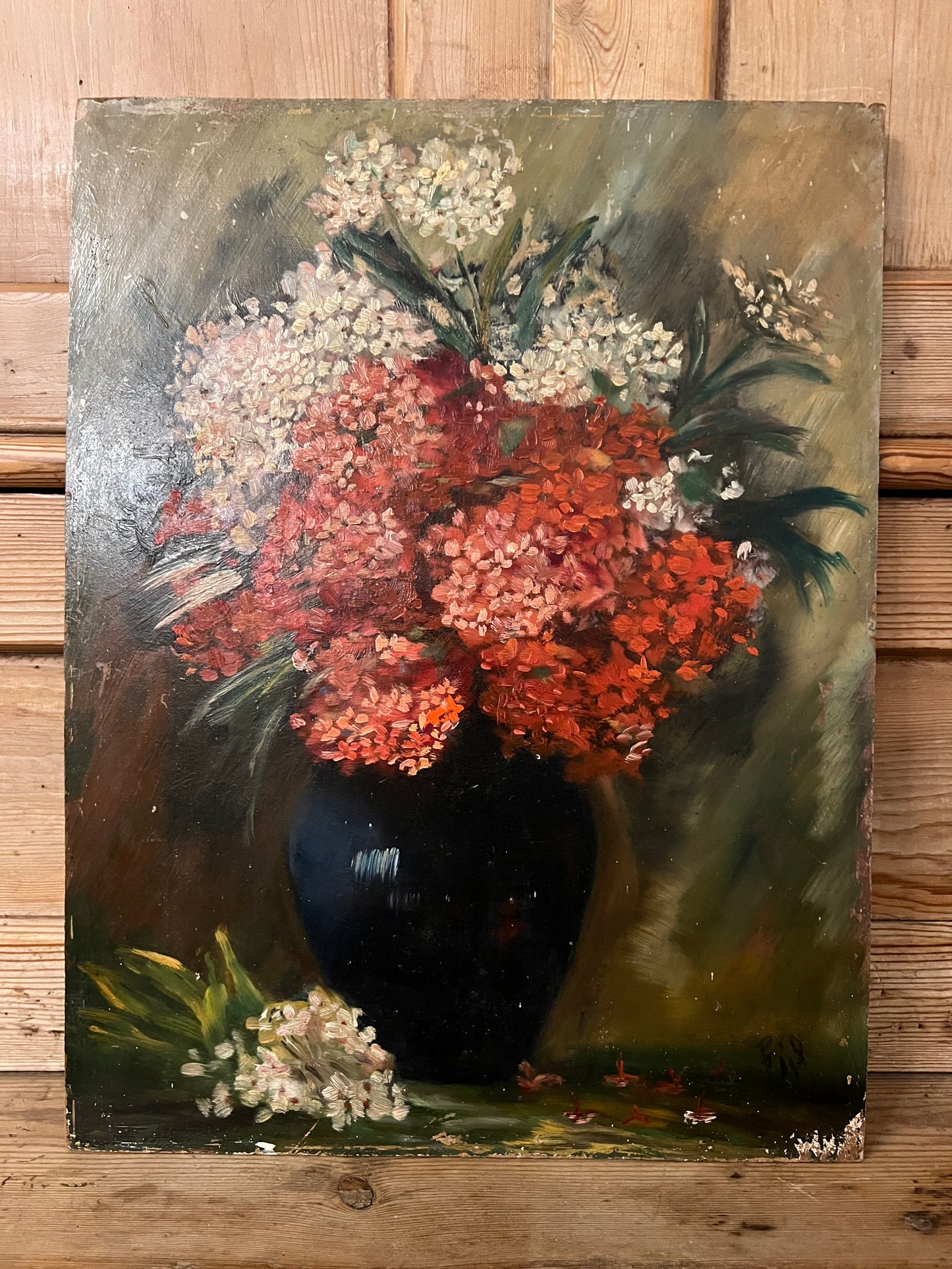 Red and White Hydrangea Painting