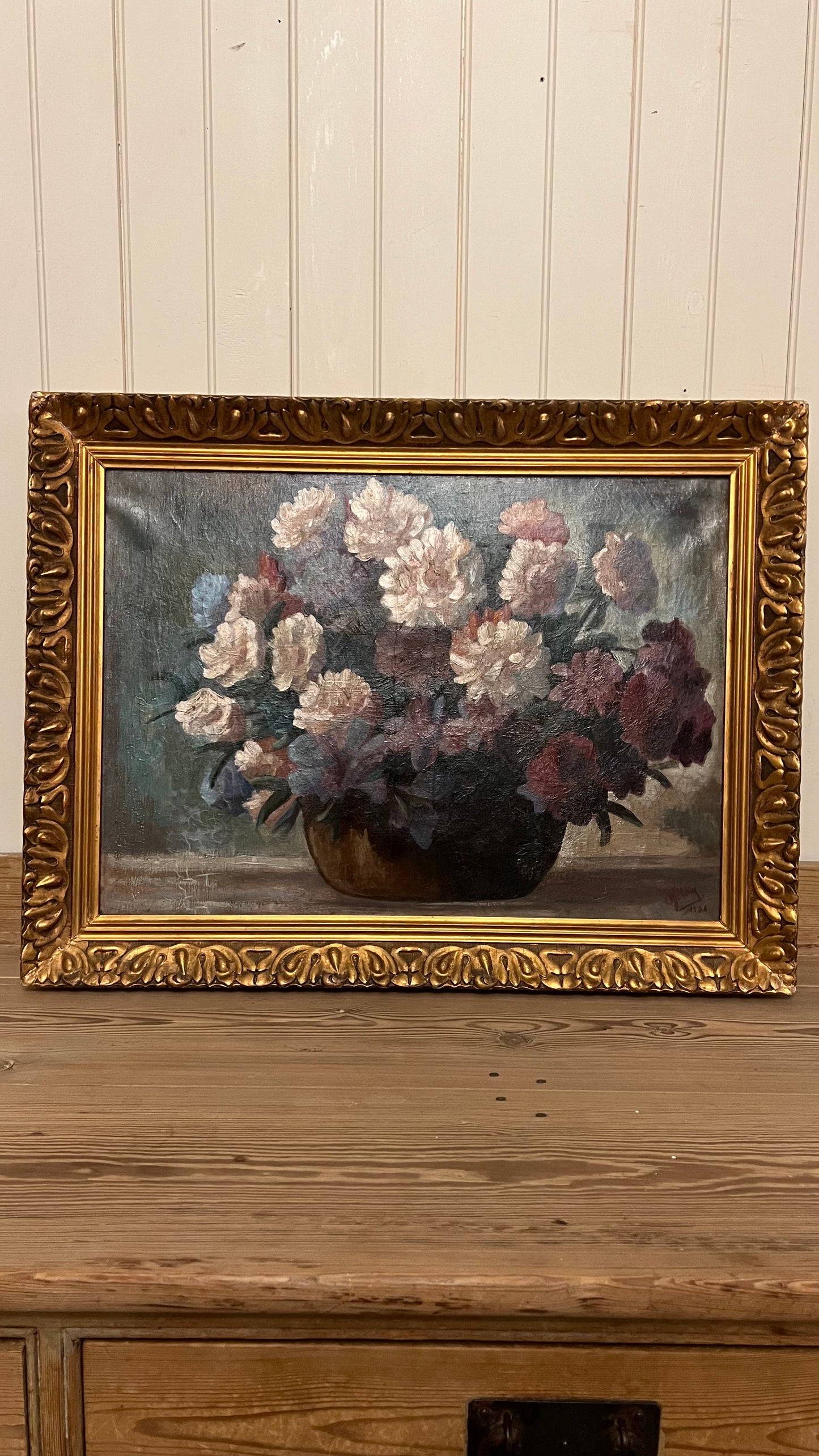 Violet Peonies Painting - Oil on Canvas
