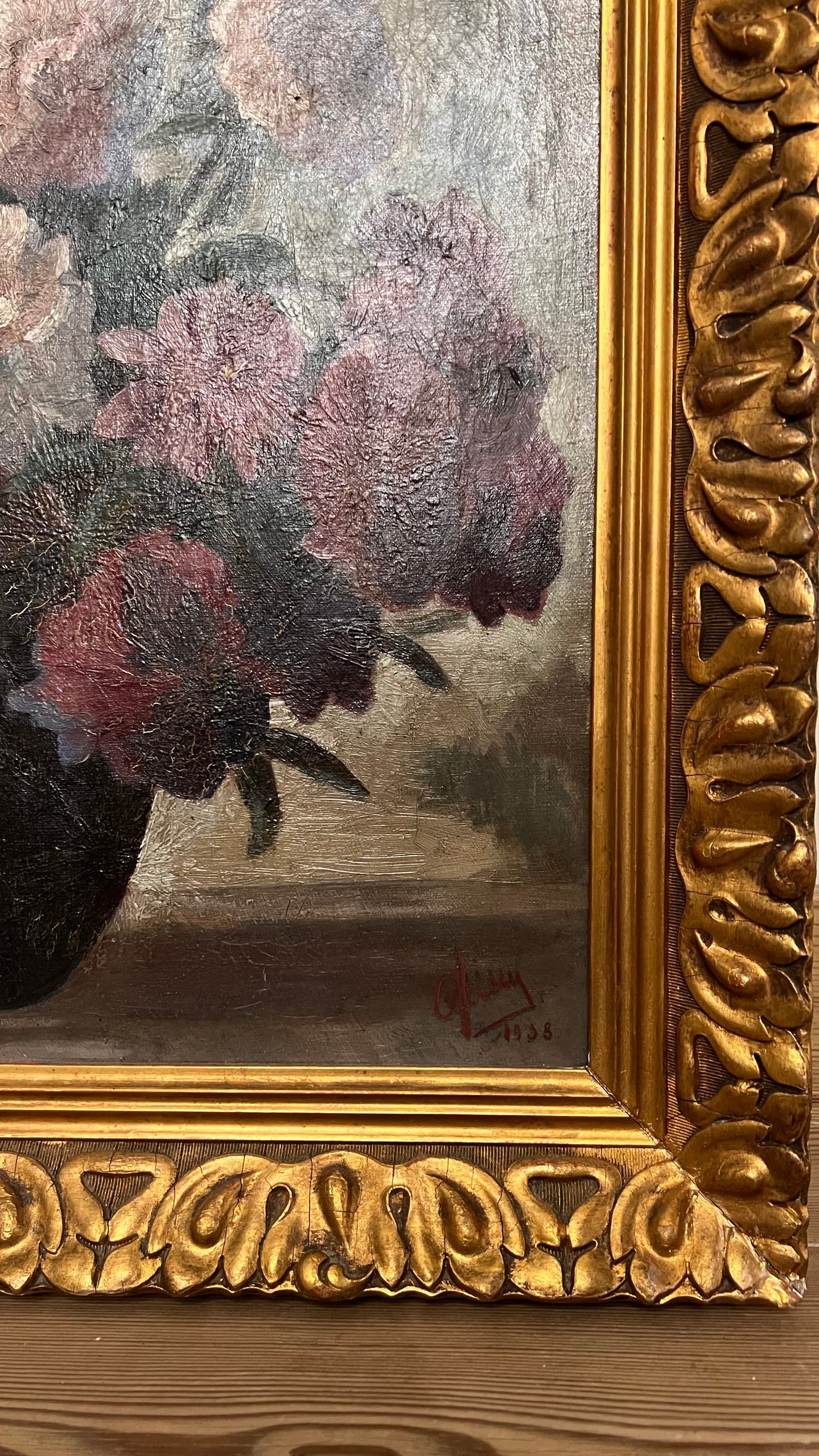 Violet Peonies Painting - Oil on Canvas