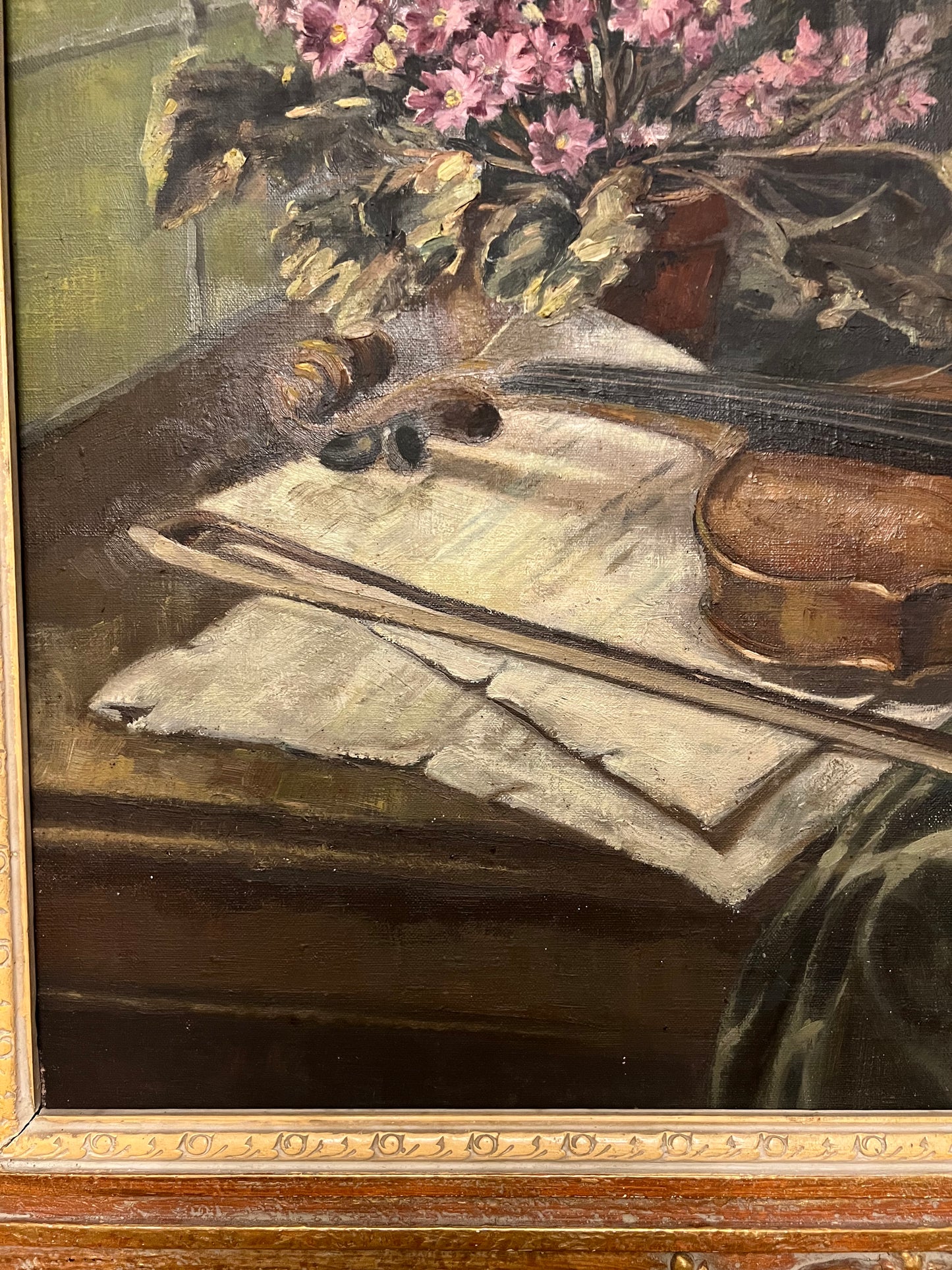 Belgian Violin Oil on Canvas