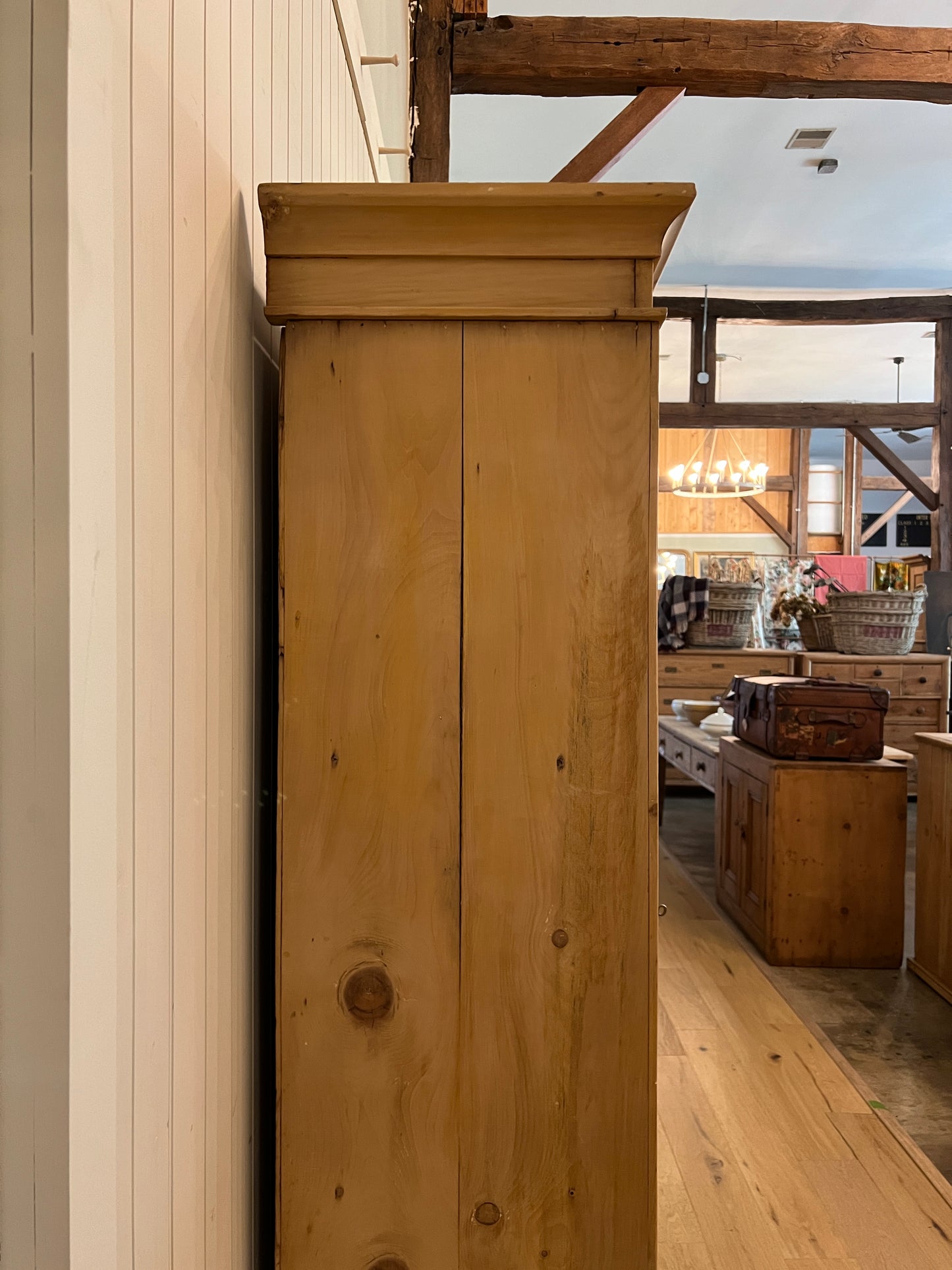 Pine Wardrobe With Beveled Mirror