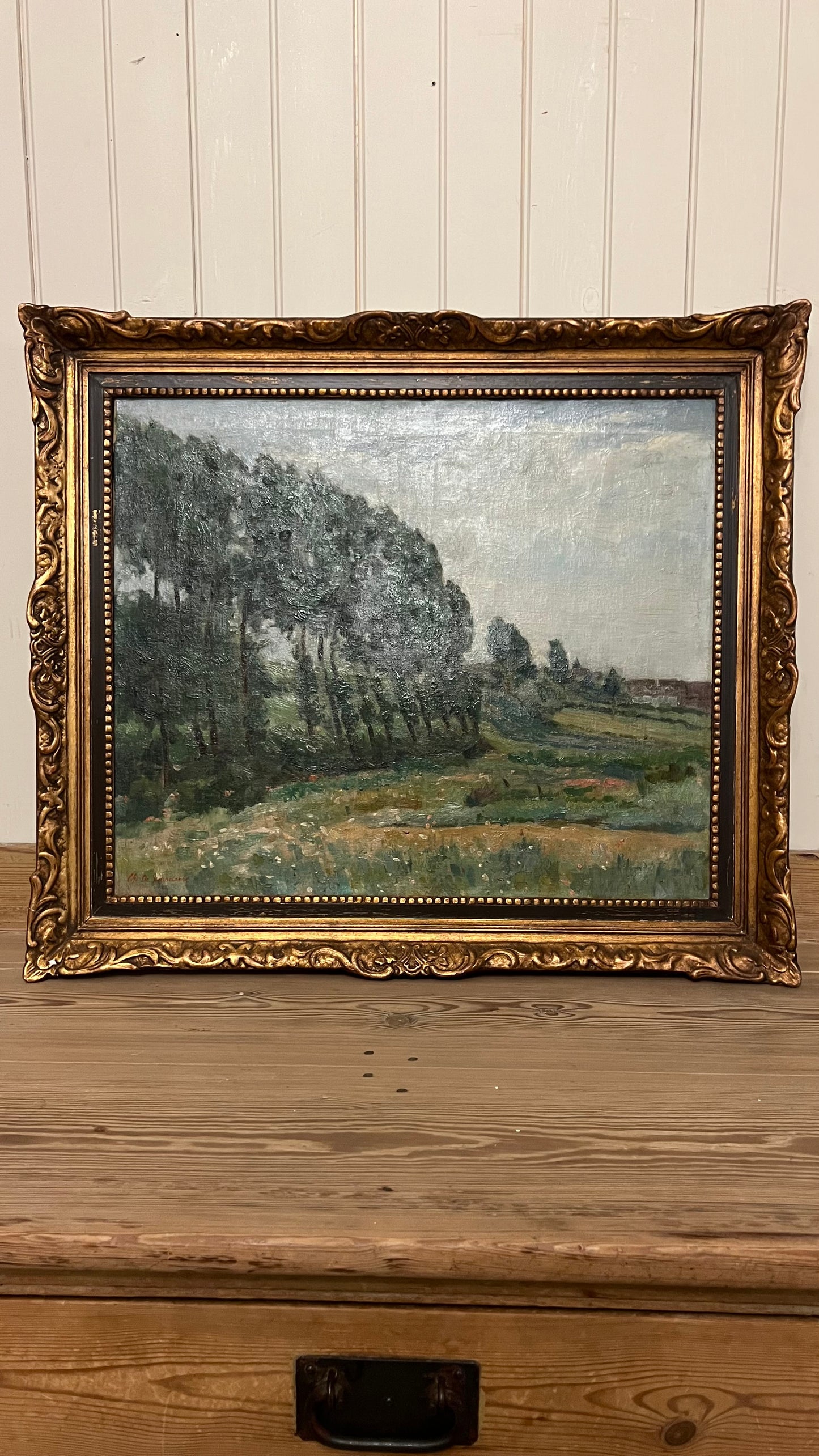 Tree Lined Meadow - Oil on Canvas