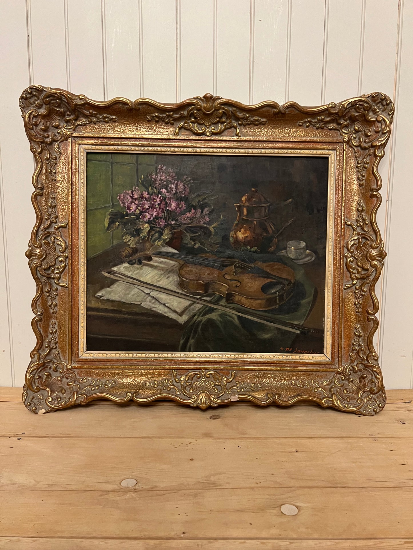 Belgian Violin Oil on Canvas