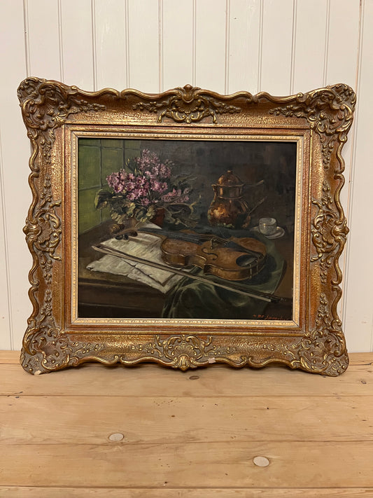 Belgian Violin Oil on Canvas