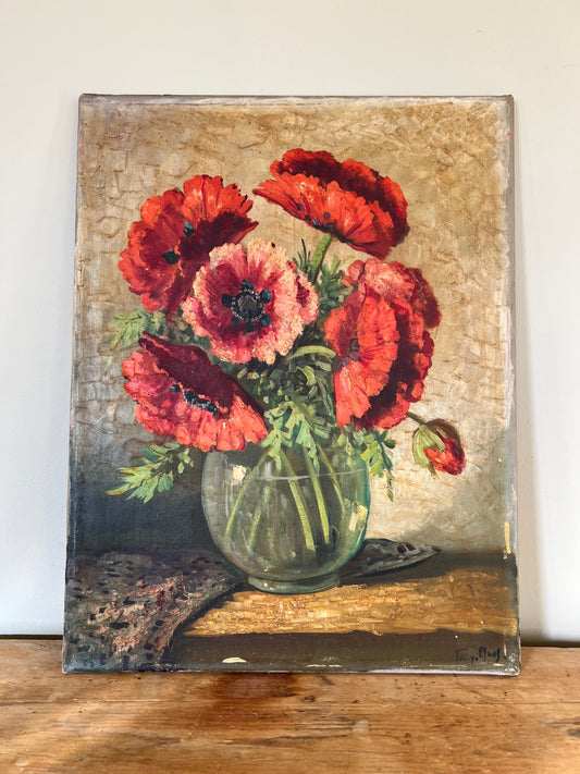 Red Anemone's Oil on Canvas