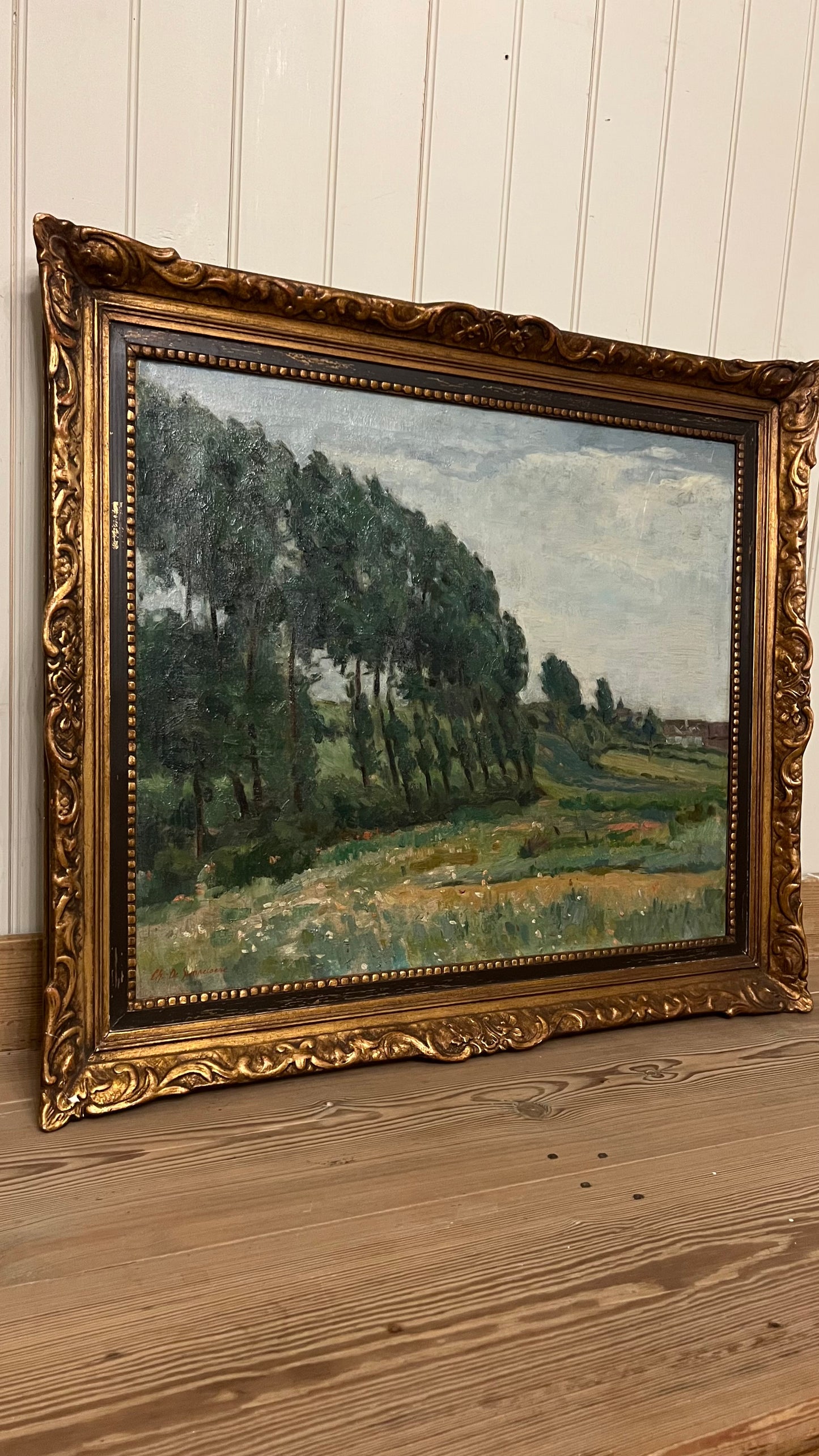 Tree Lined Meadow - Oil on Canvas