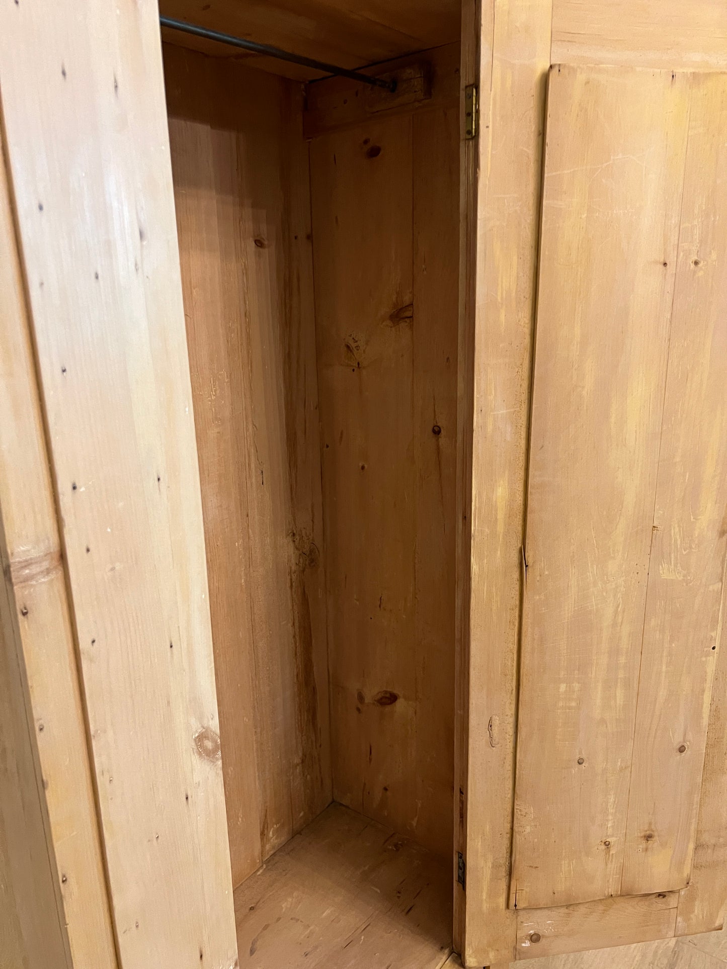 Pine Wardrobe With Beveled Mirror