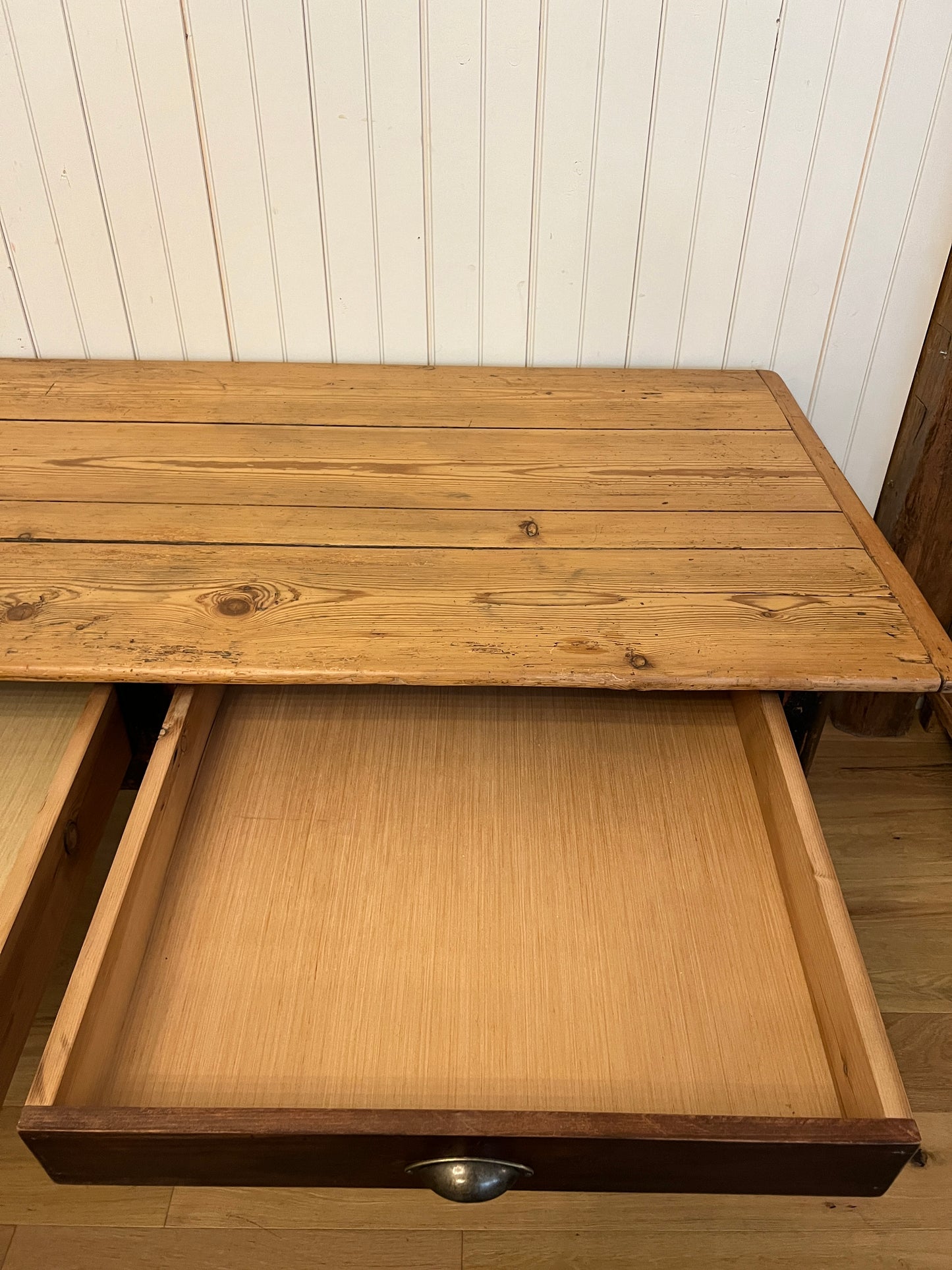 Plank Top Pine 3 Drawer Table