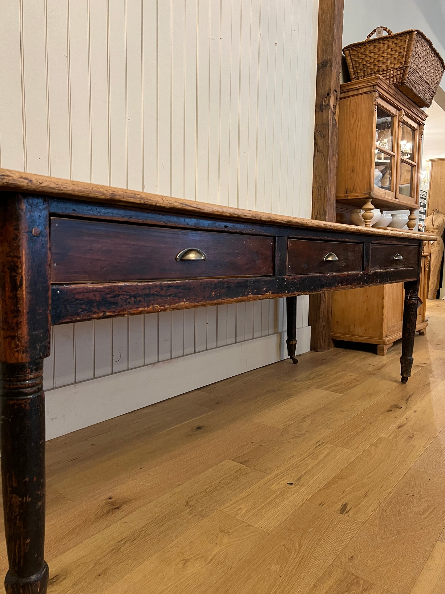 Plank Top Pine 3 Drawer Table