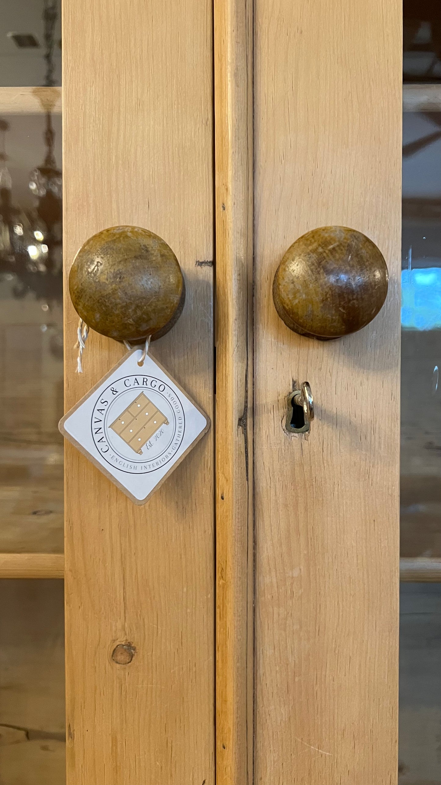 Glazed Arch Door Pine Hutch