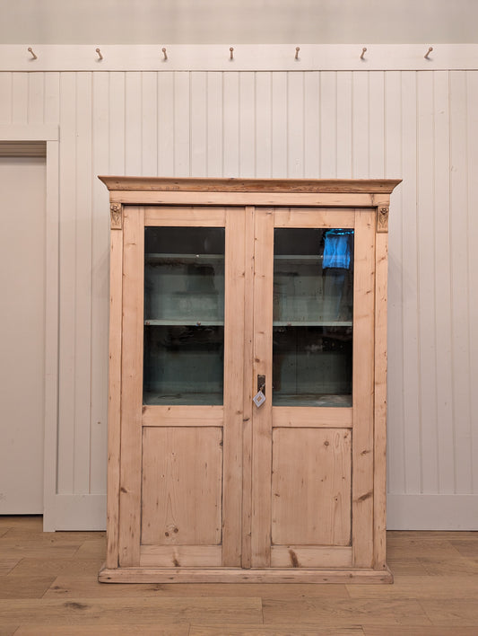 Stripped Pine Wavy Glass Cupboard