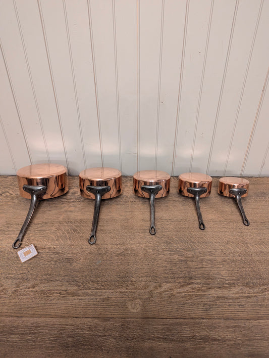 Set of 5 French Copper Pans