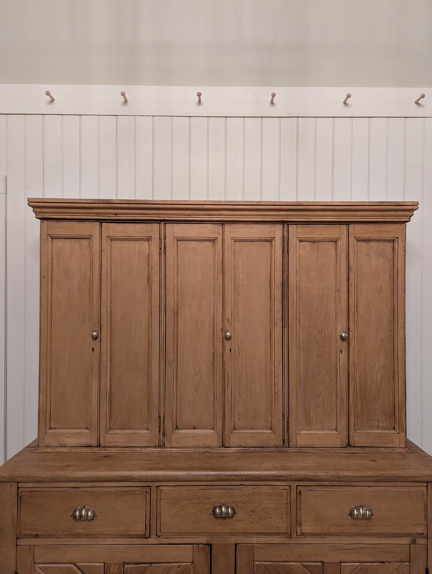 6 Door Pine Hutch - Brass Handles