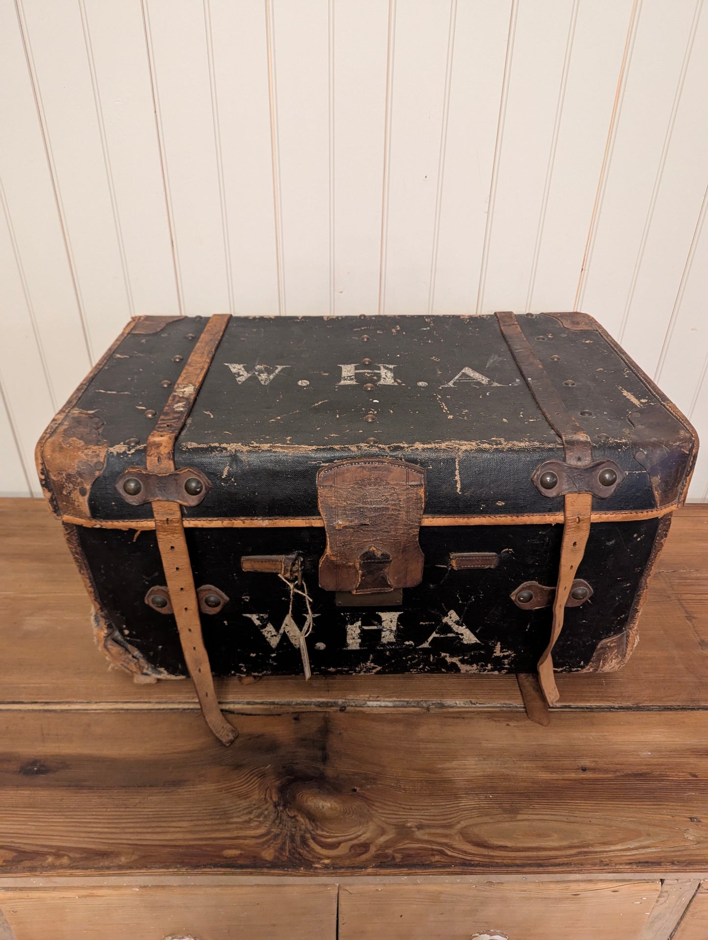 W.H.A. Black Leather Trunk