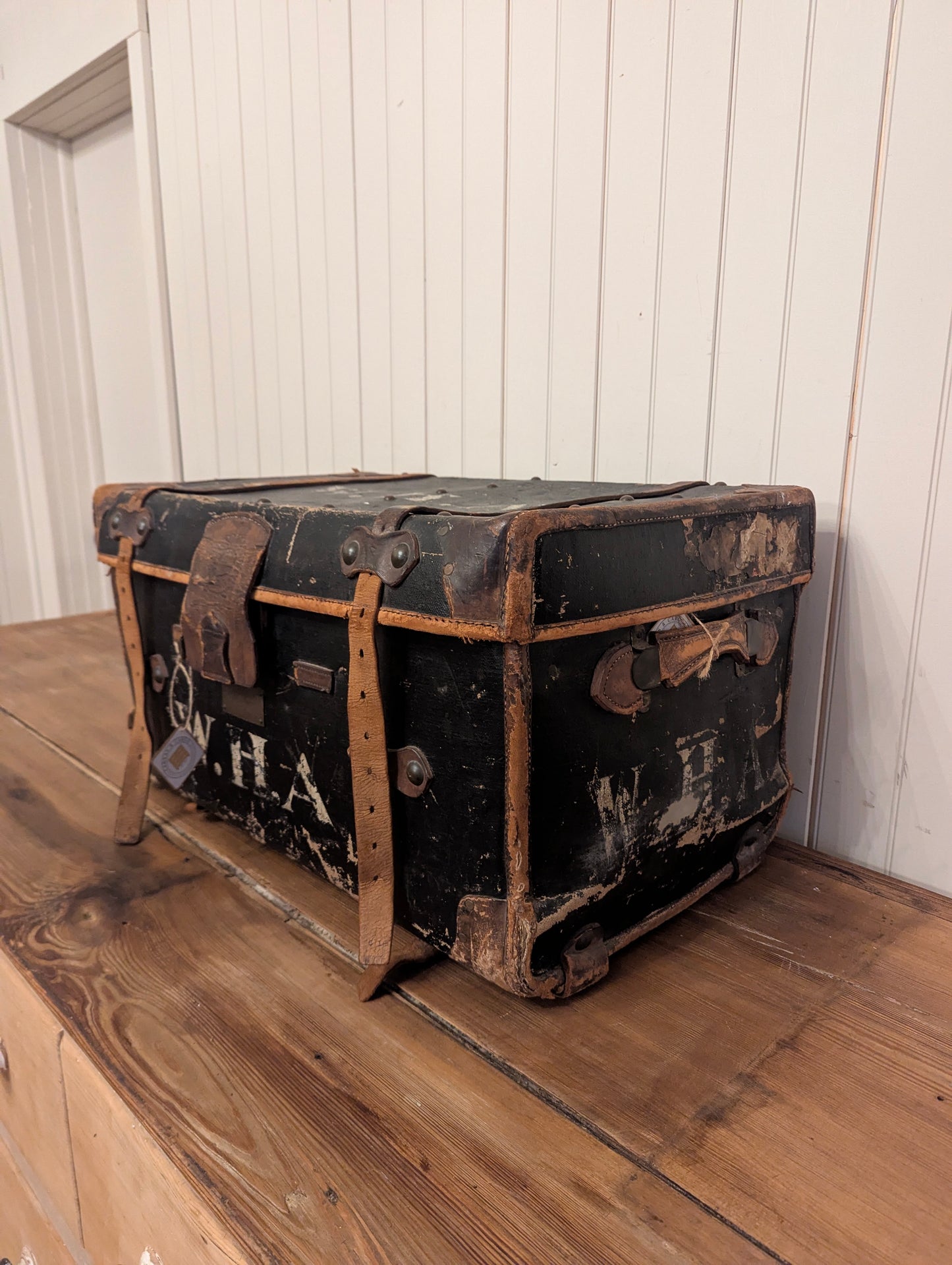 W.H.A. Black Leather Trunk