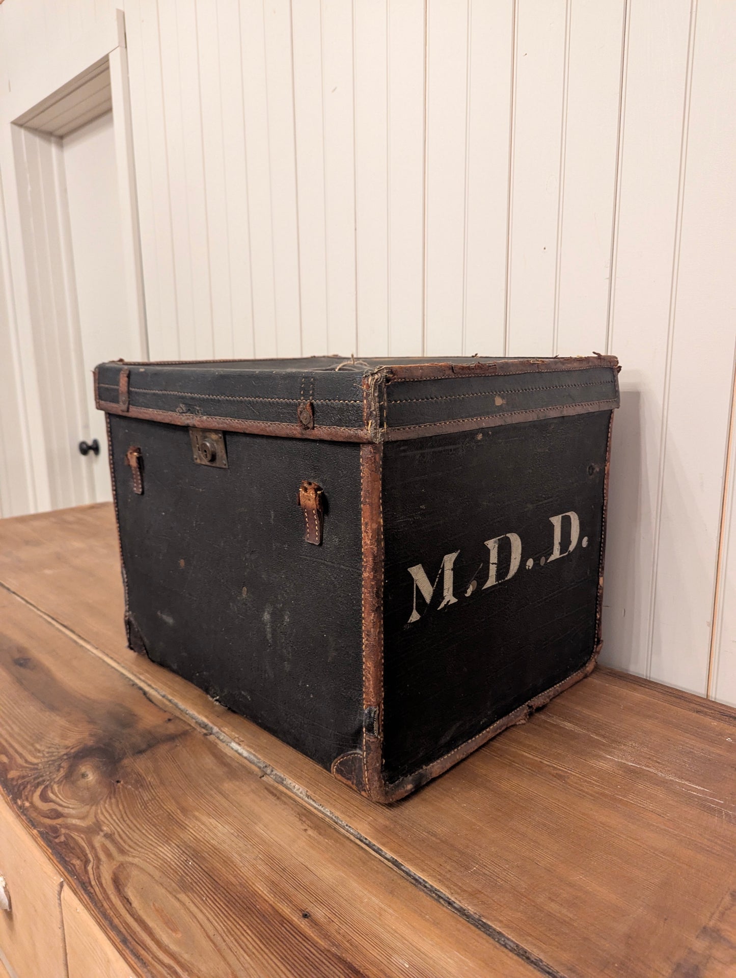 Black Canvas Travel Trunk M.D.D.