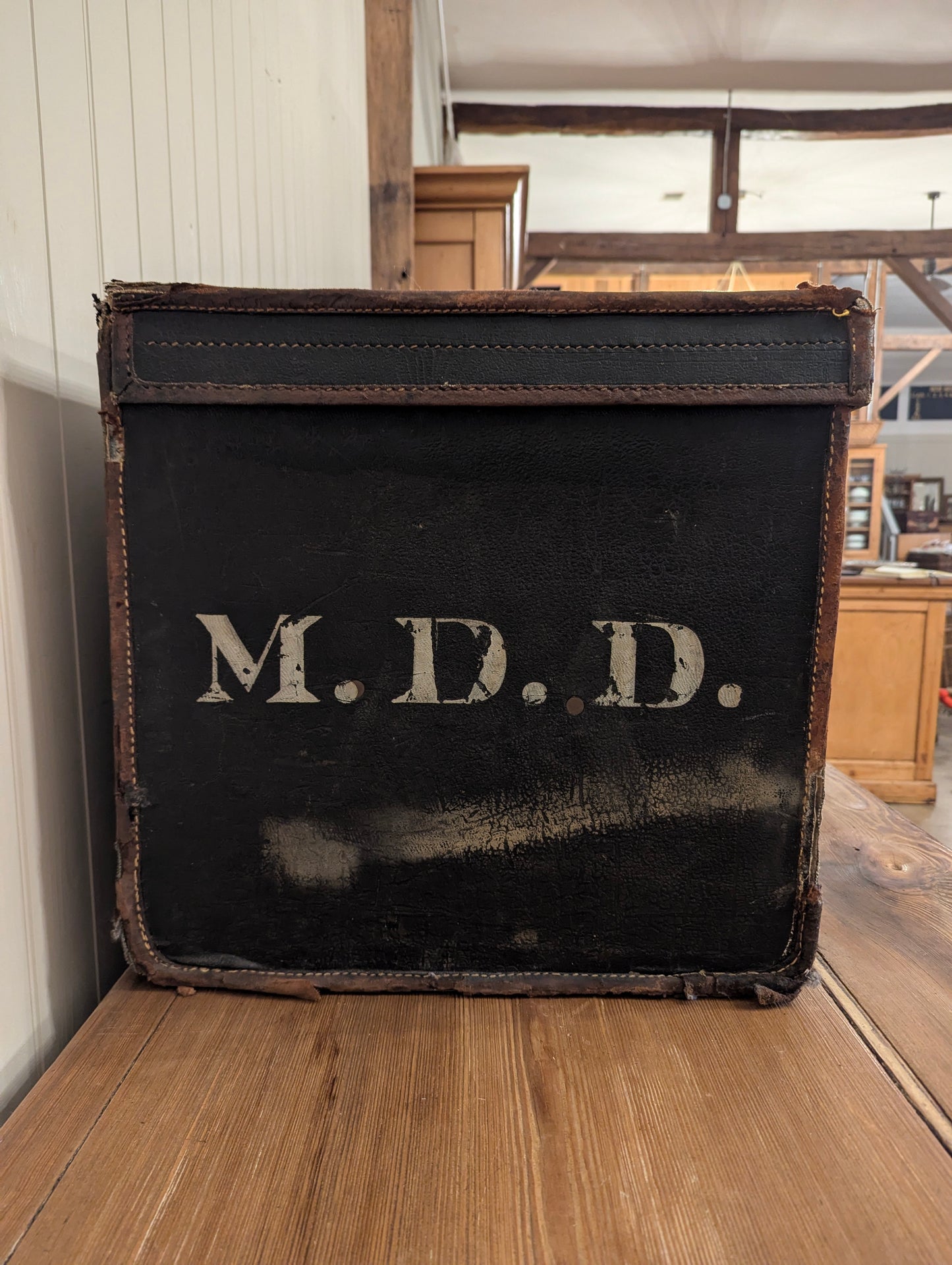 Black Canvas Travel Trunk M.D.D.