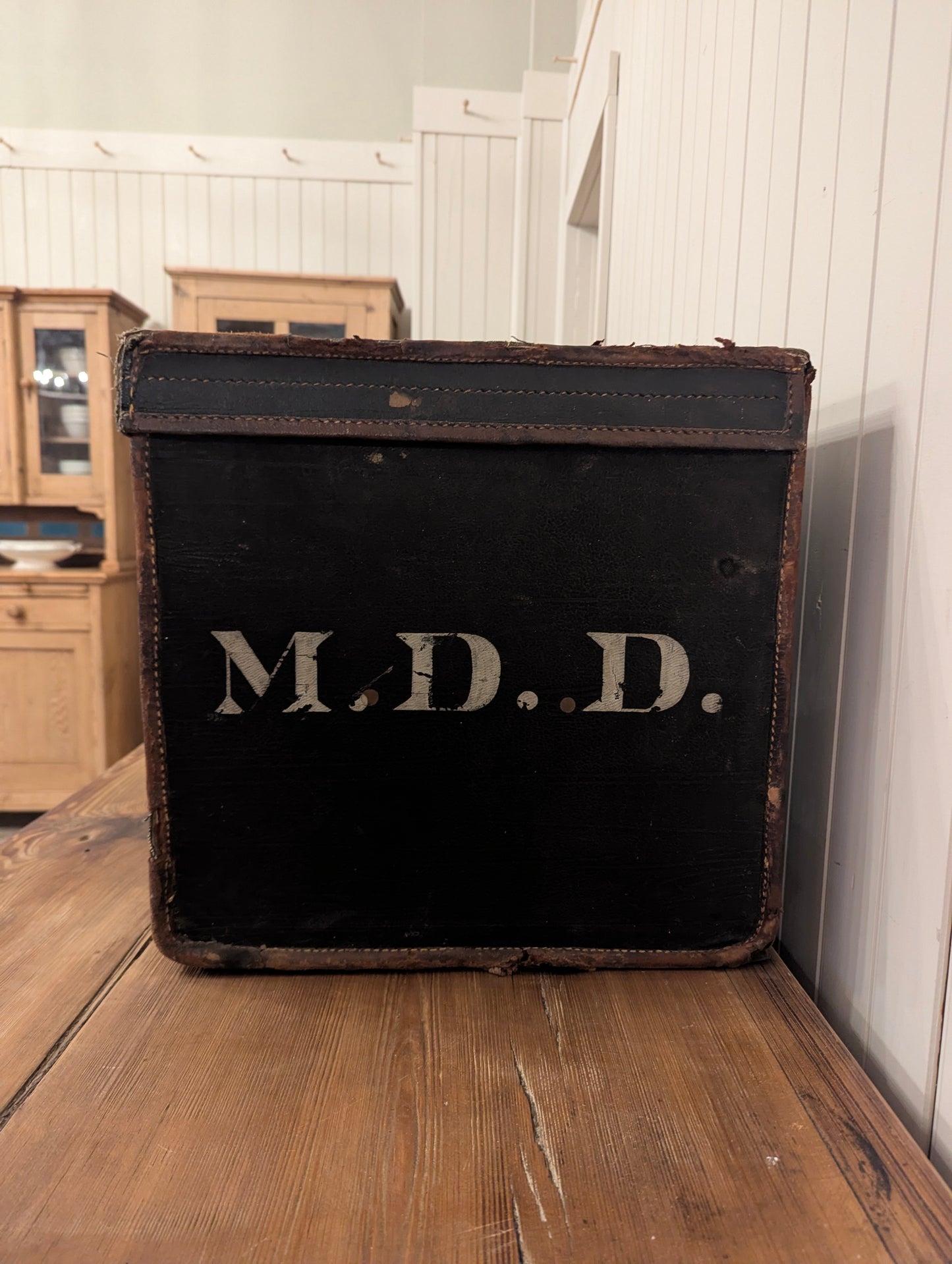 Black Canvas Travel Trunk M.D.D.