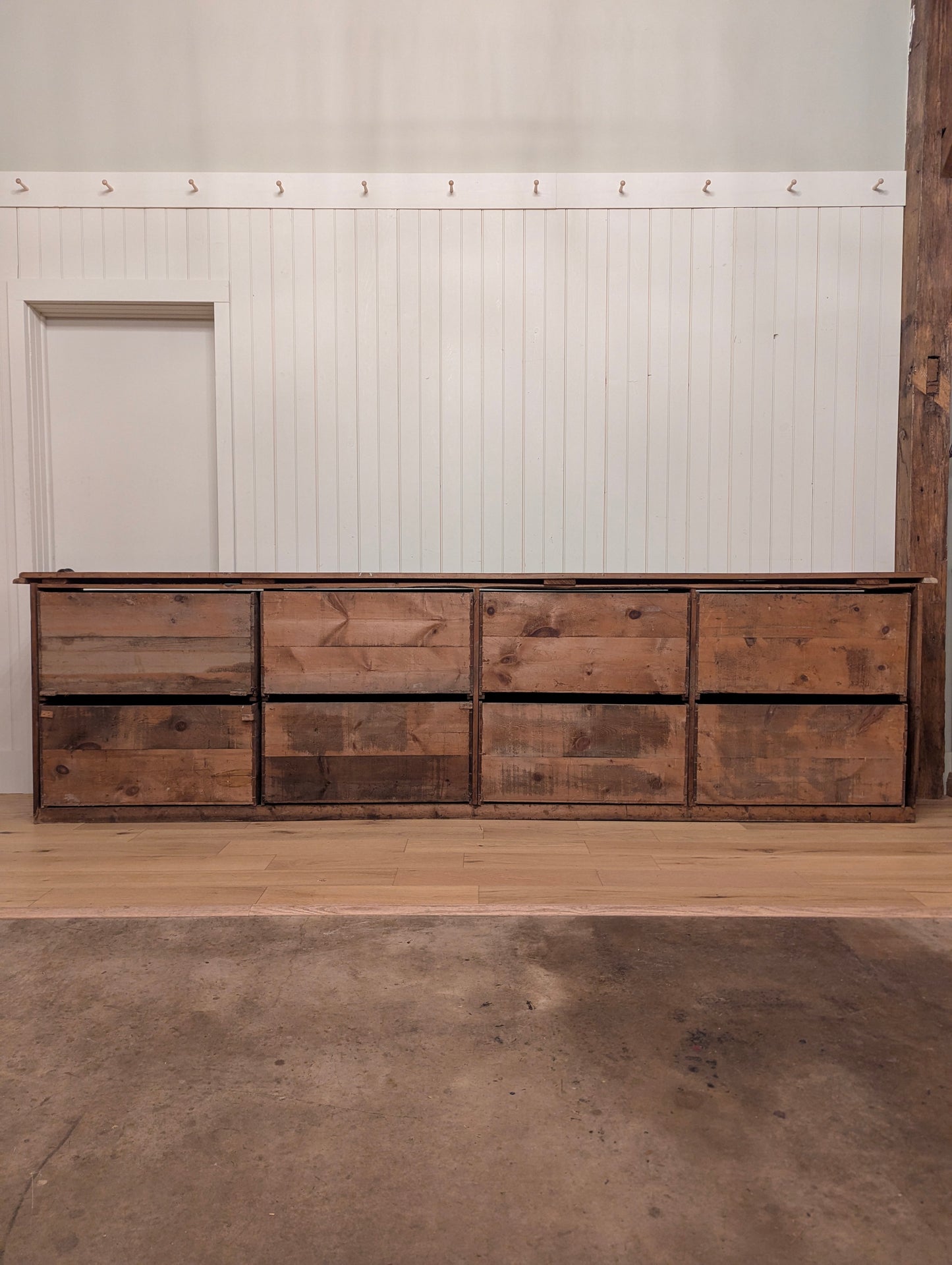 11ft Pine Bank of Drawers