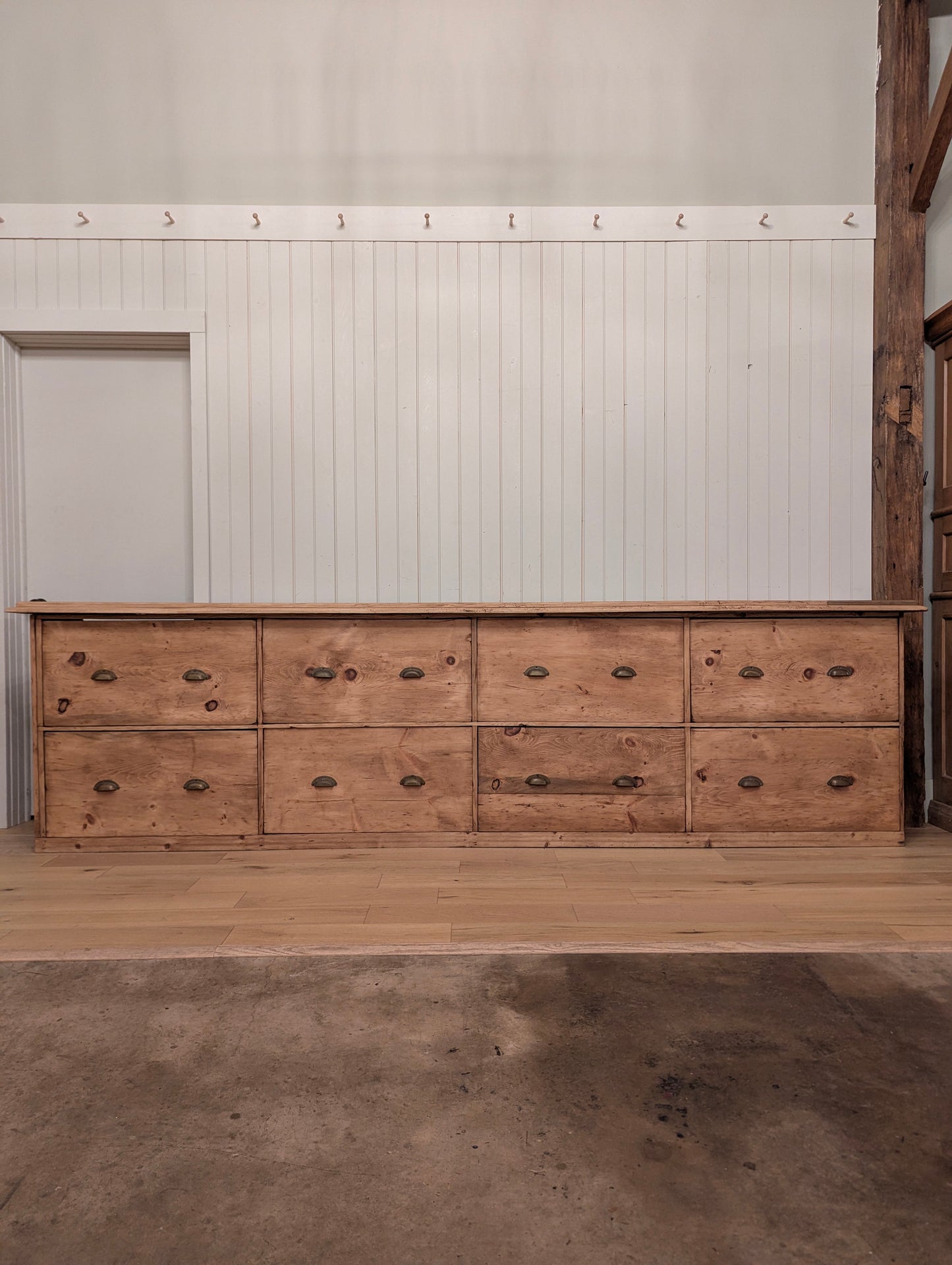 11ft Pine Bank of Drawers