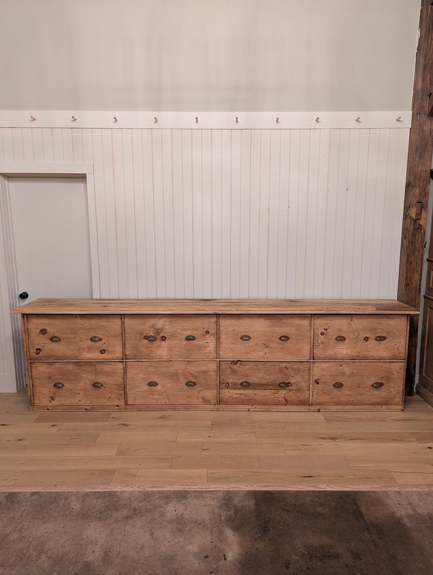 11ft Pine Bank of Drawers