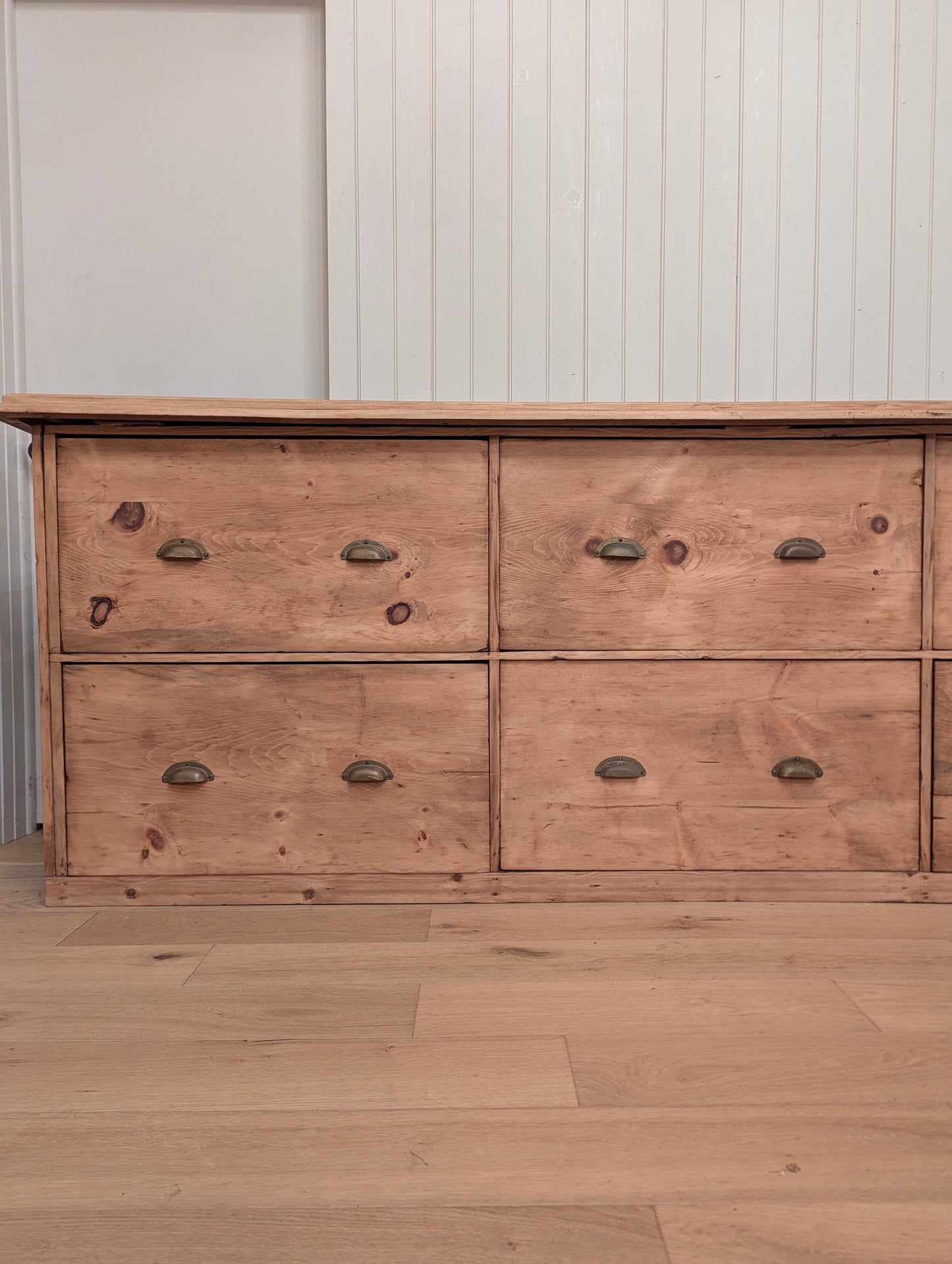 11ft Pine Bank of Drawers