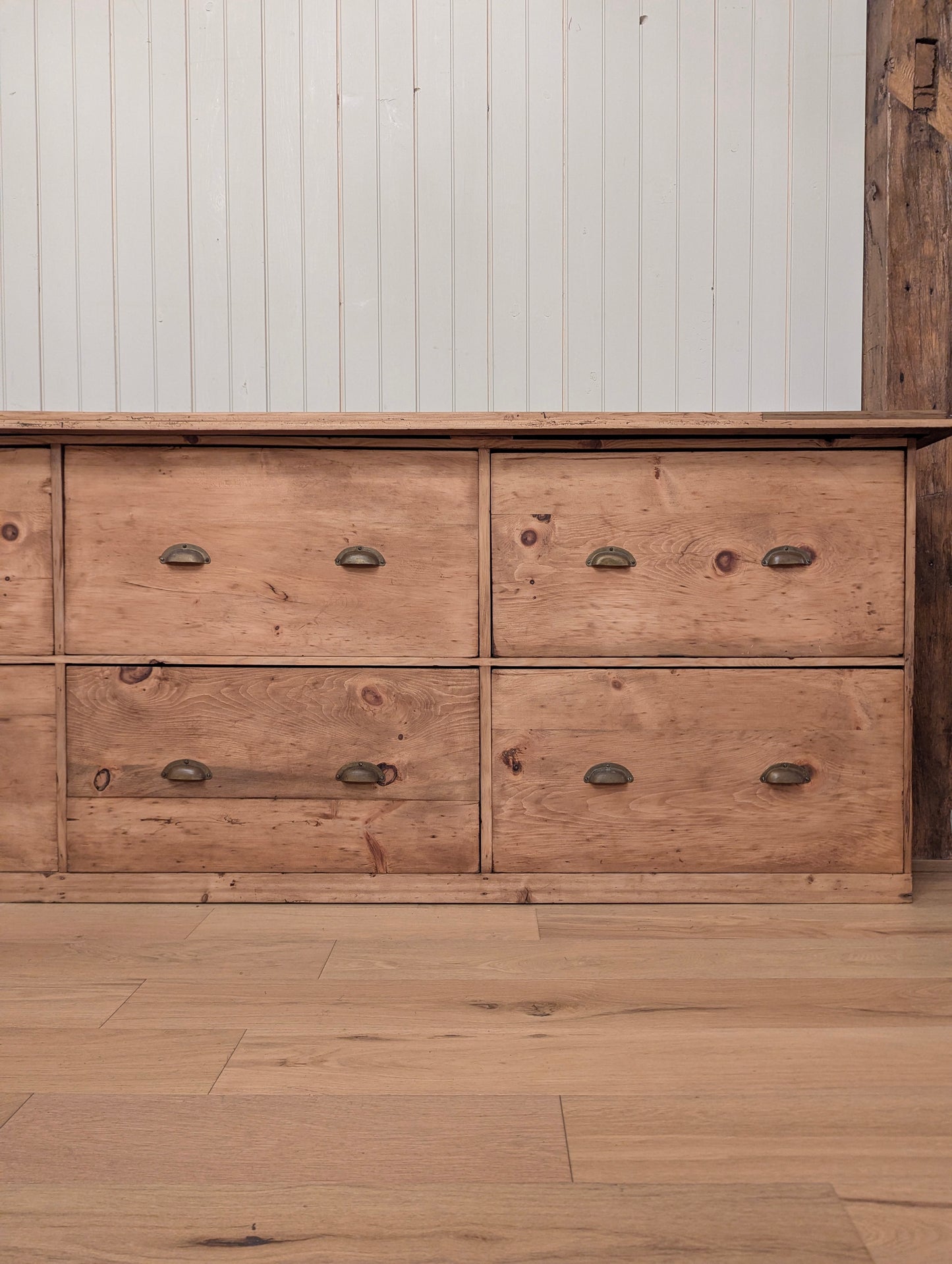 11ft Pine Bank of Drawers