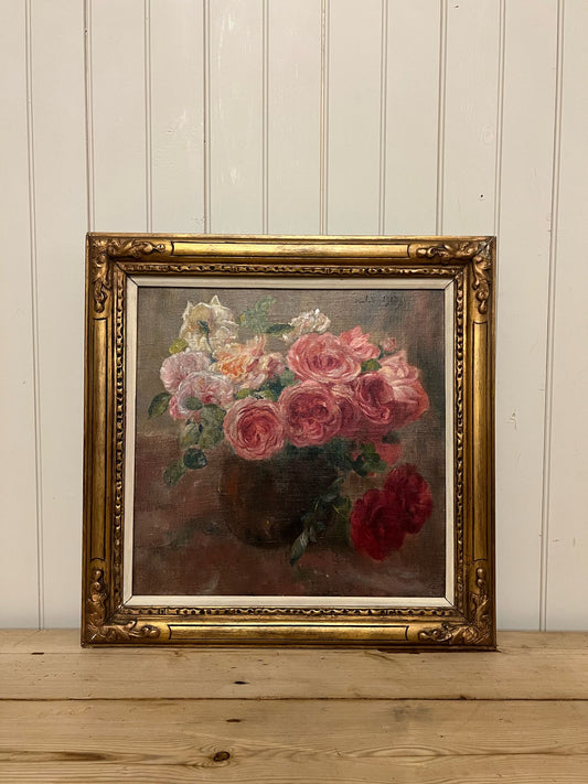 Pink and Red Roses Framed Painting