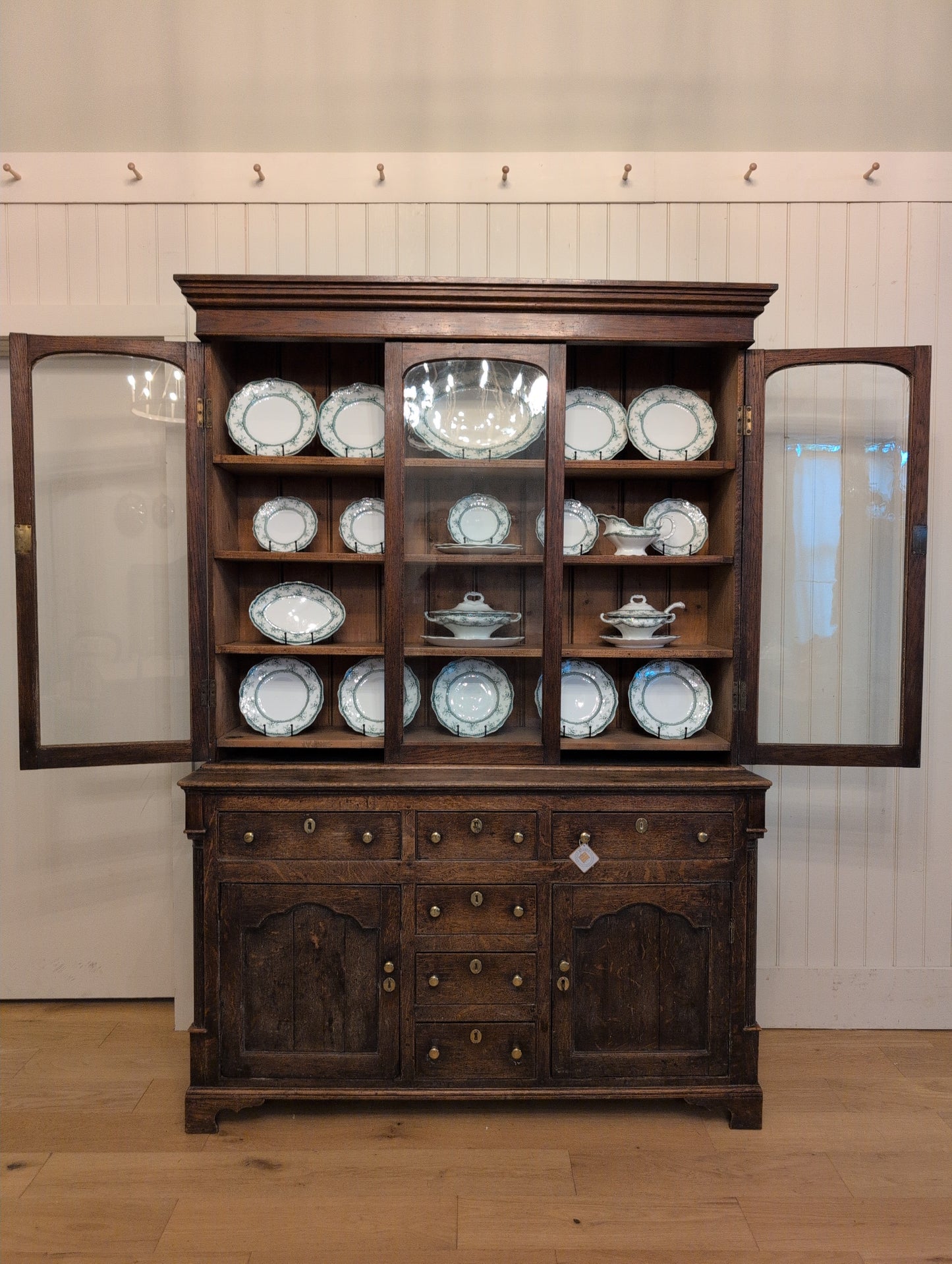 Georgian Oak Glazed Dresser