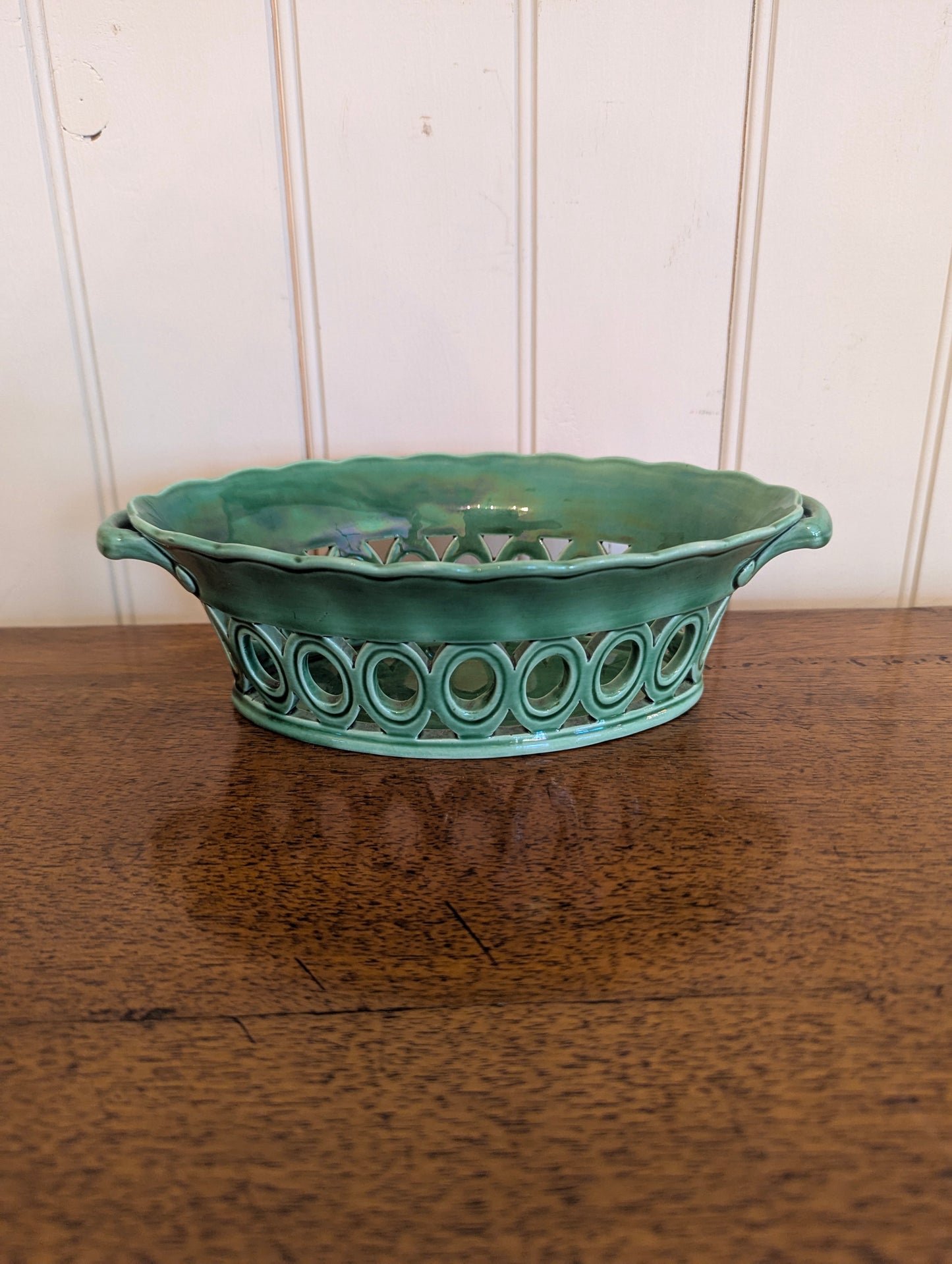 Green Majolica Serving Basket