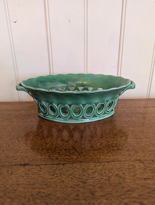 Green Majolica Serving Basket