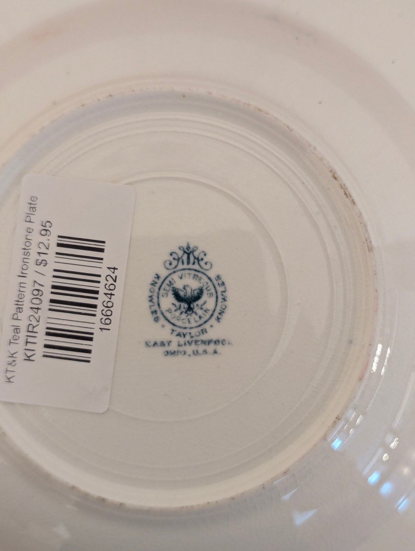 KT&K Teal Pattern Ironstone Plate
