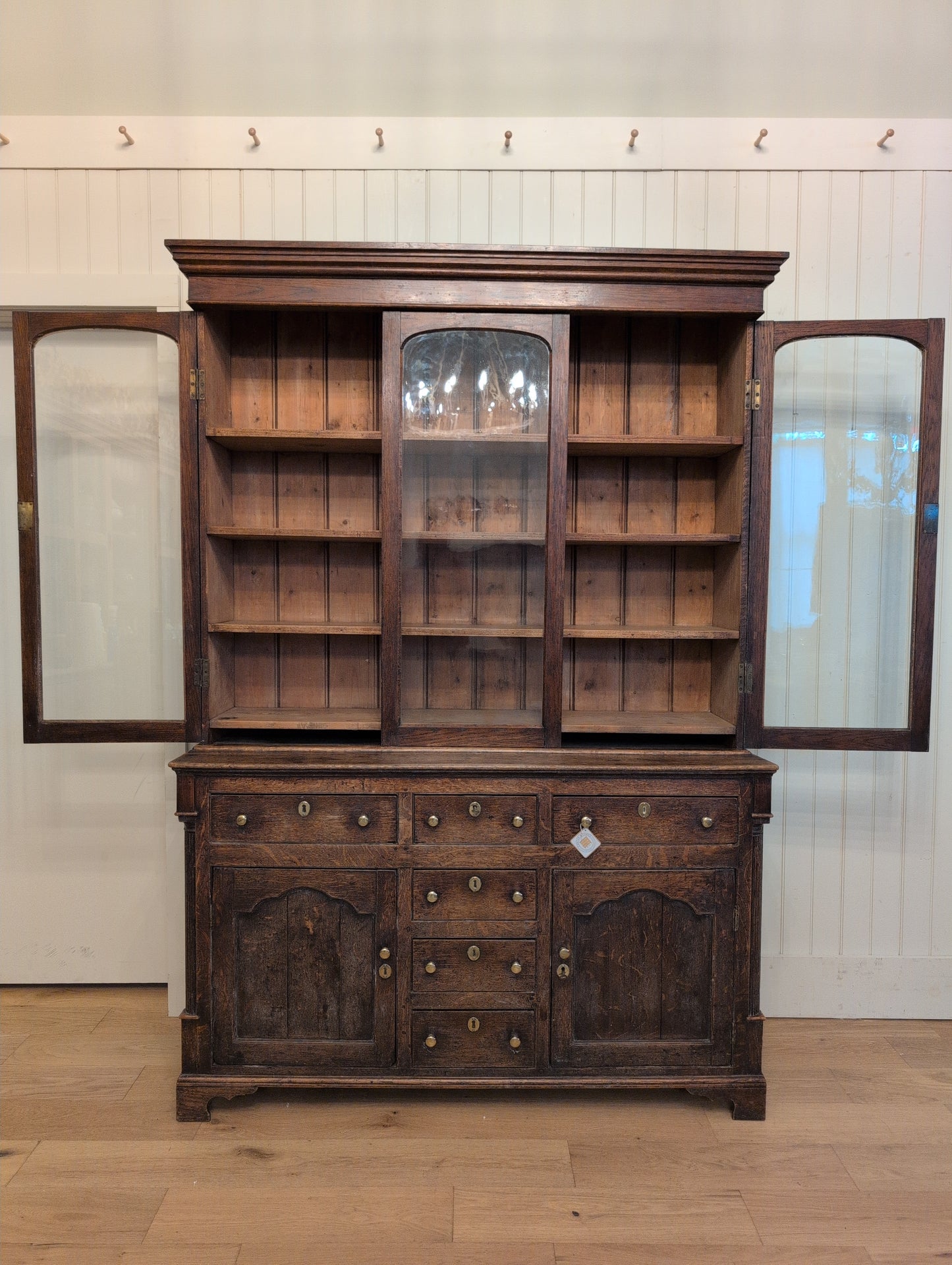 Georgian Oak Glazed Dresser