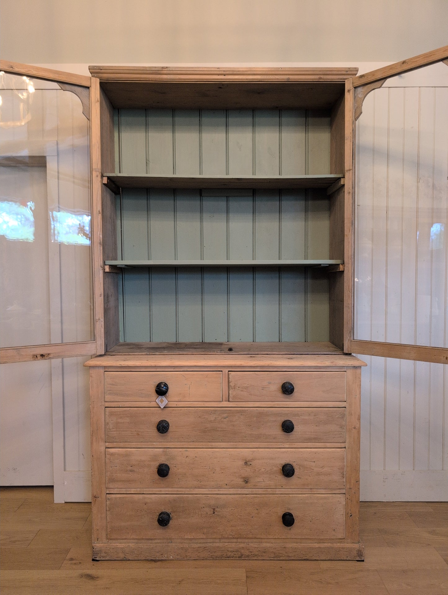 Stately Glazed Pine Hutch