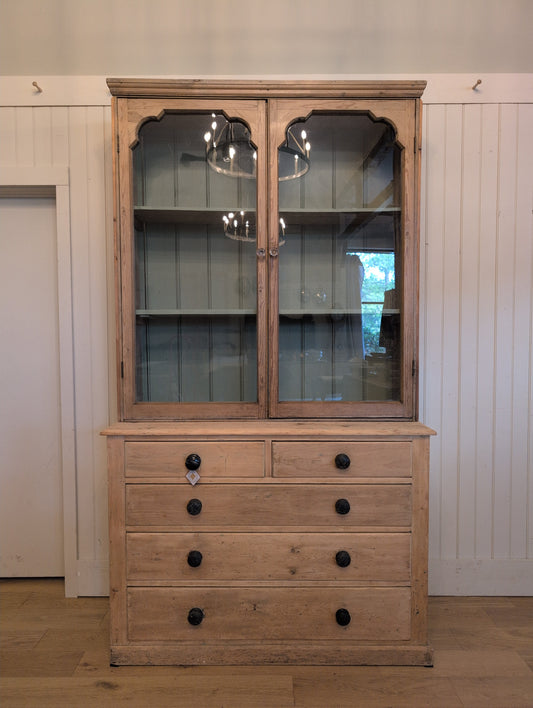 Stately Glazed Pine Hutch