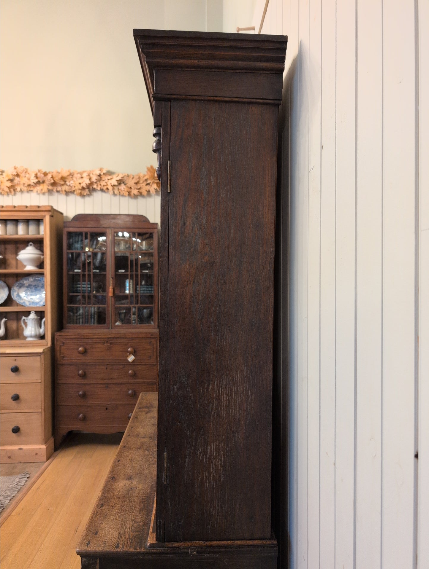Georgian Oak Glazed Dresser