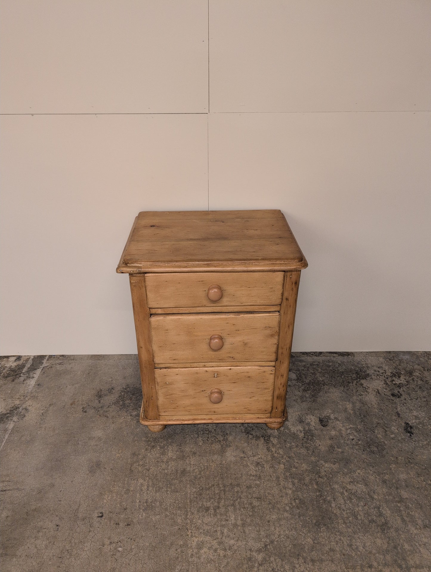 English Pine 3 Drawer Bedside