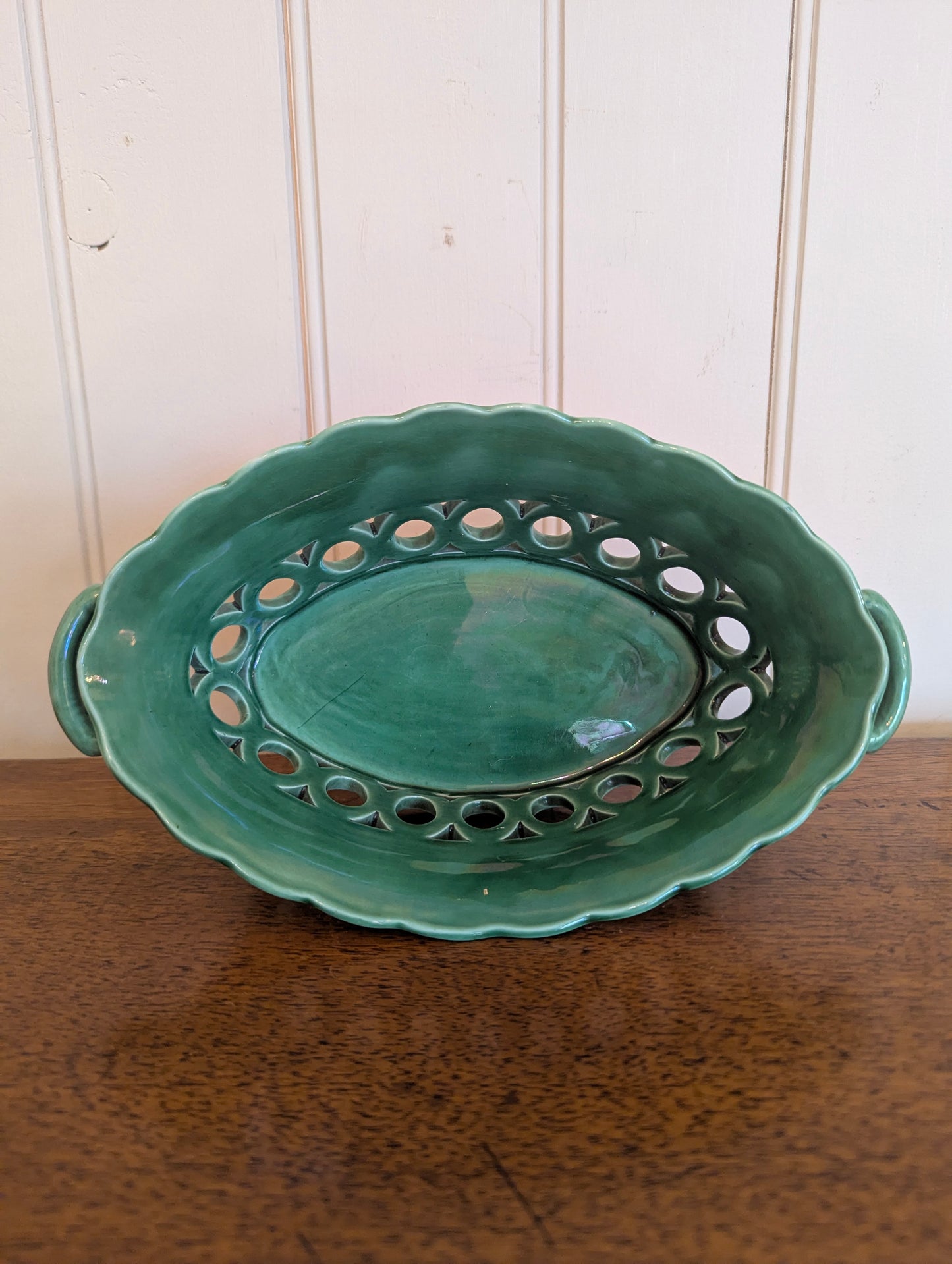 Green Majolica Serving Basket