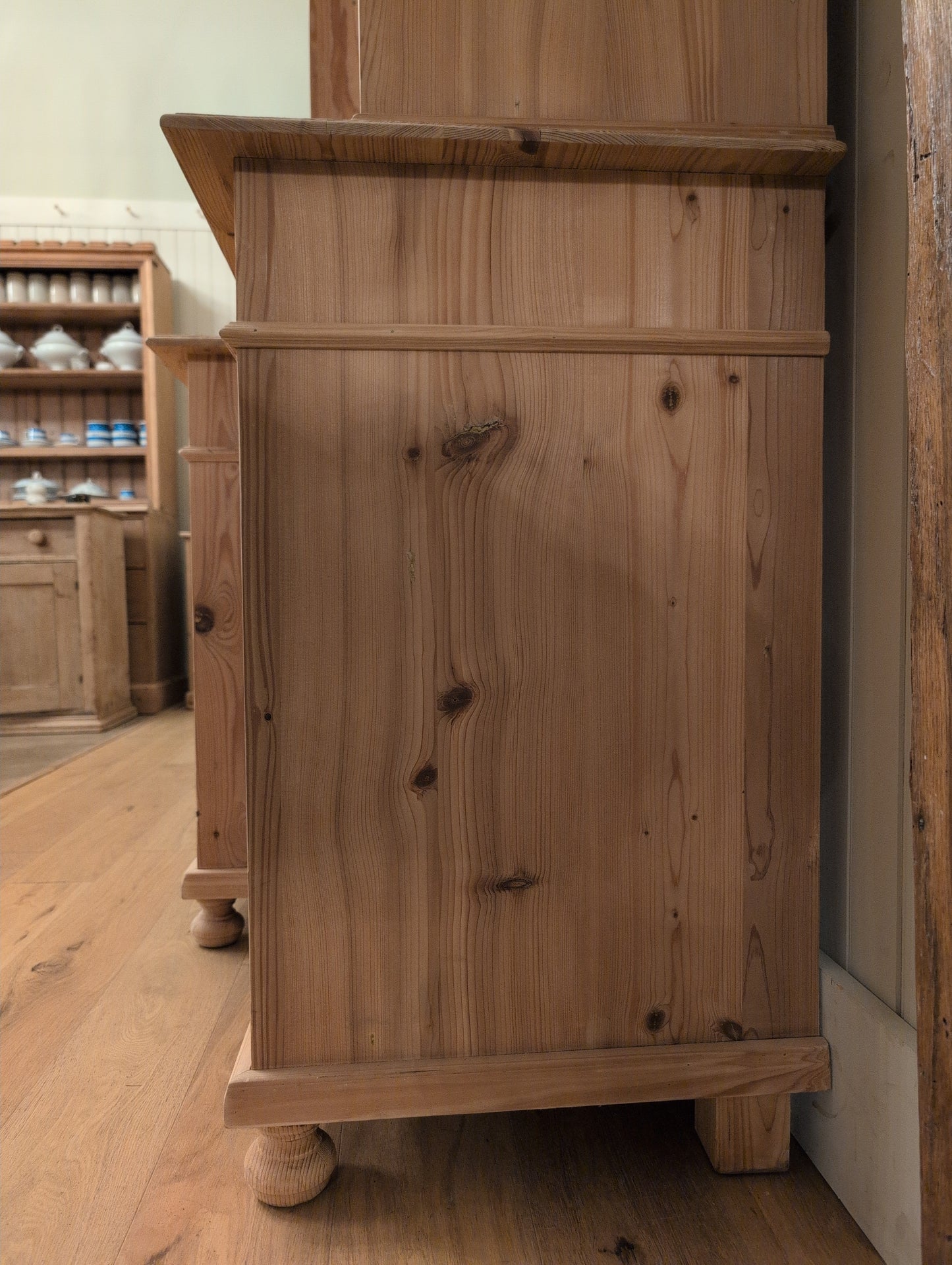 Stately Dutch Stripped Pine Breakfront