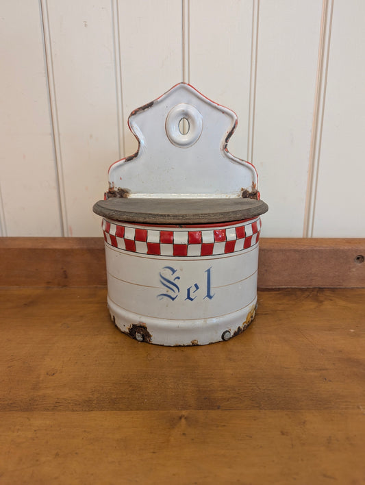French Enamel Salt Cellar "Sel"