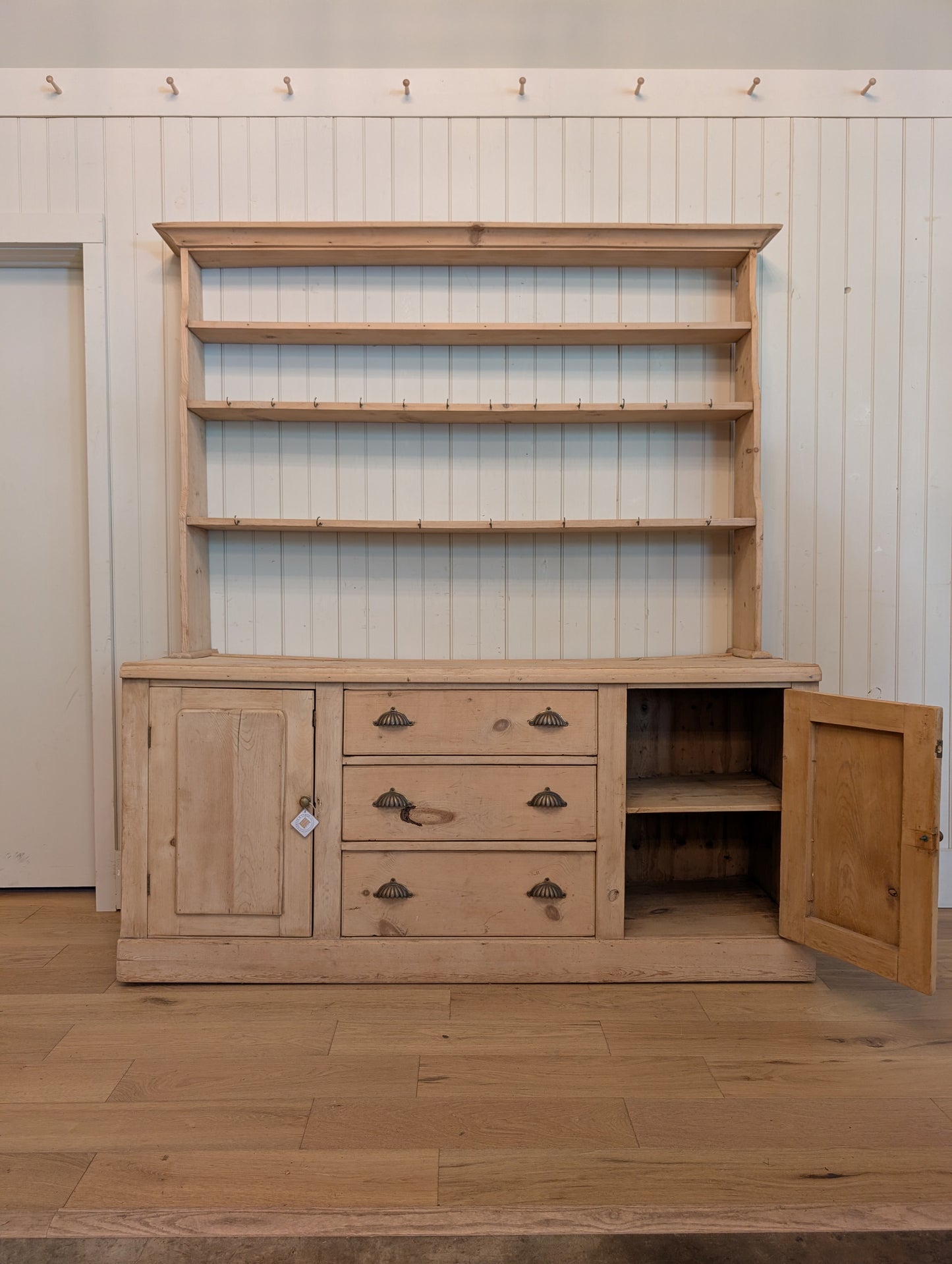 Stripped Pine Open Shelving Hutch