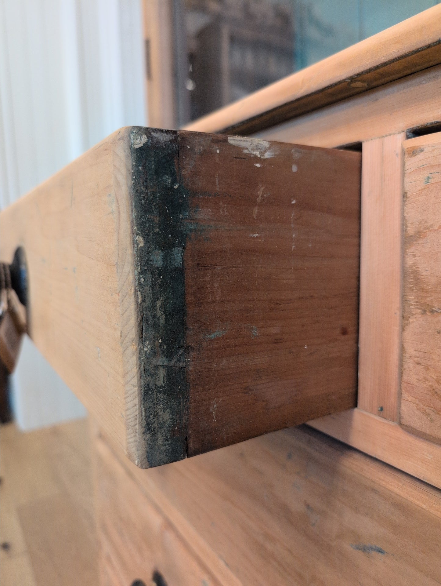 Stately Glazed Pine Hutch