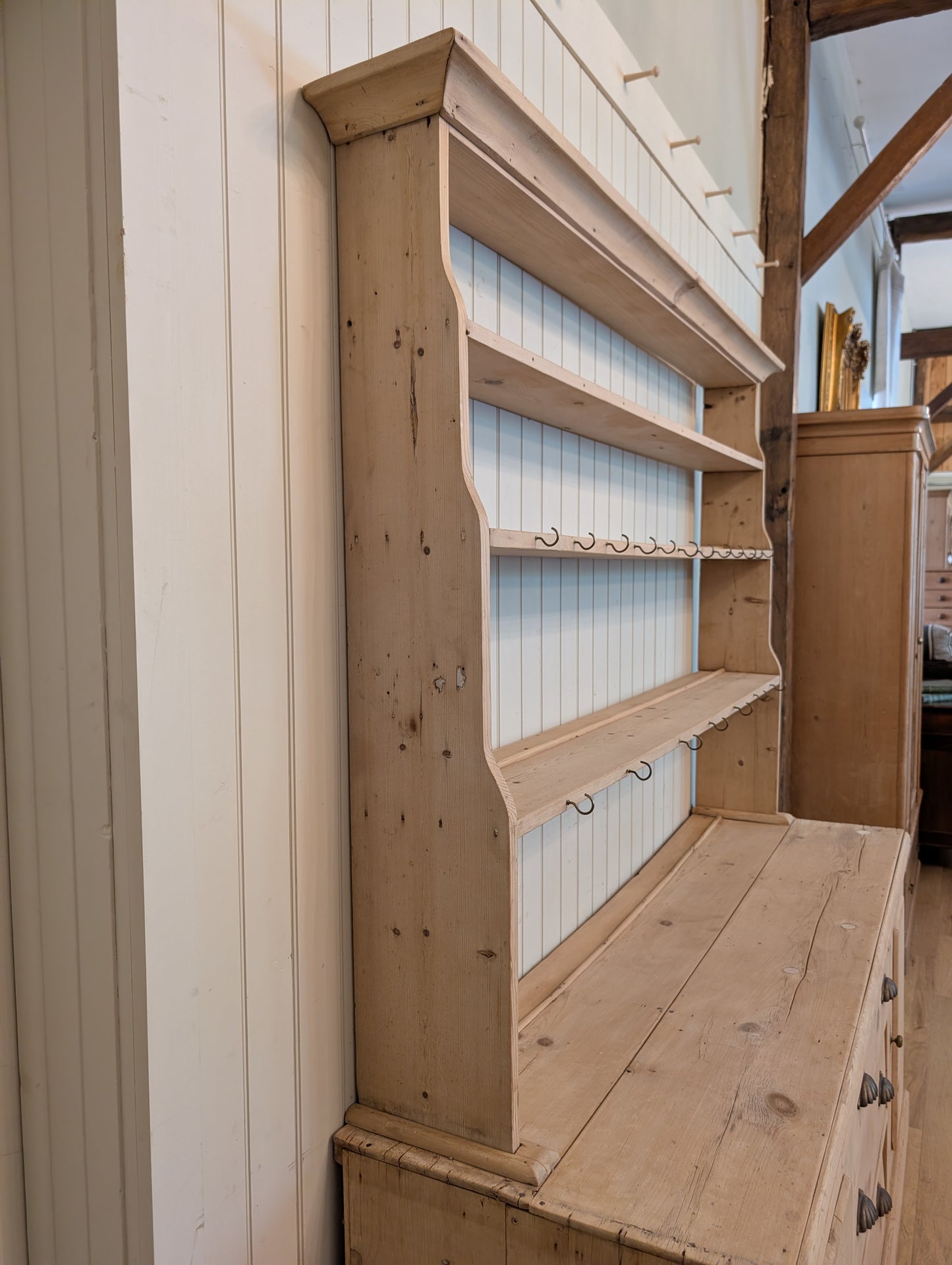Stripped Pine Open Shelving Hutch